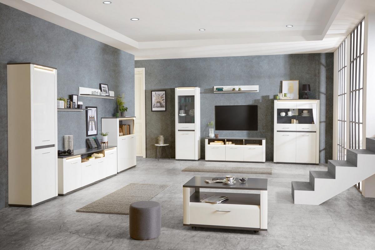 Wohnzimmermöbel modern in Weiß mit Stauraum