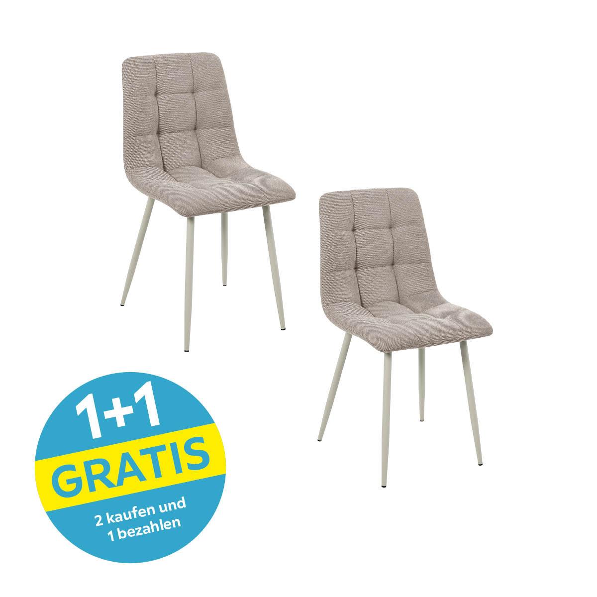 Vierfußstuhl Adea Leinenoptik Taupe, B: 45 cm - Taupe/Beige, KONVENTIONELL, Holz/Textil (45/88/55cm) - P & B