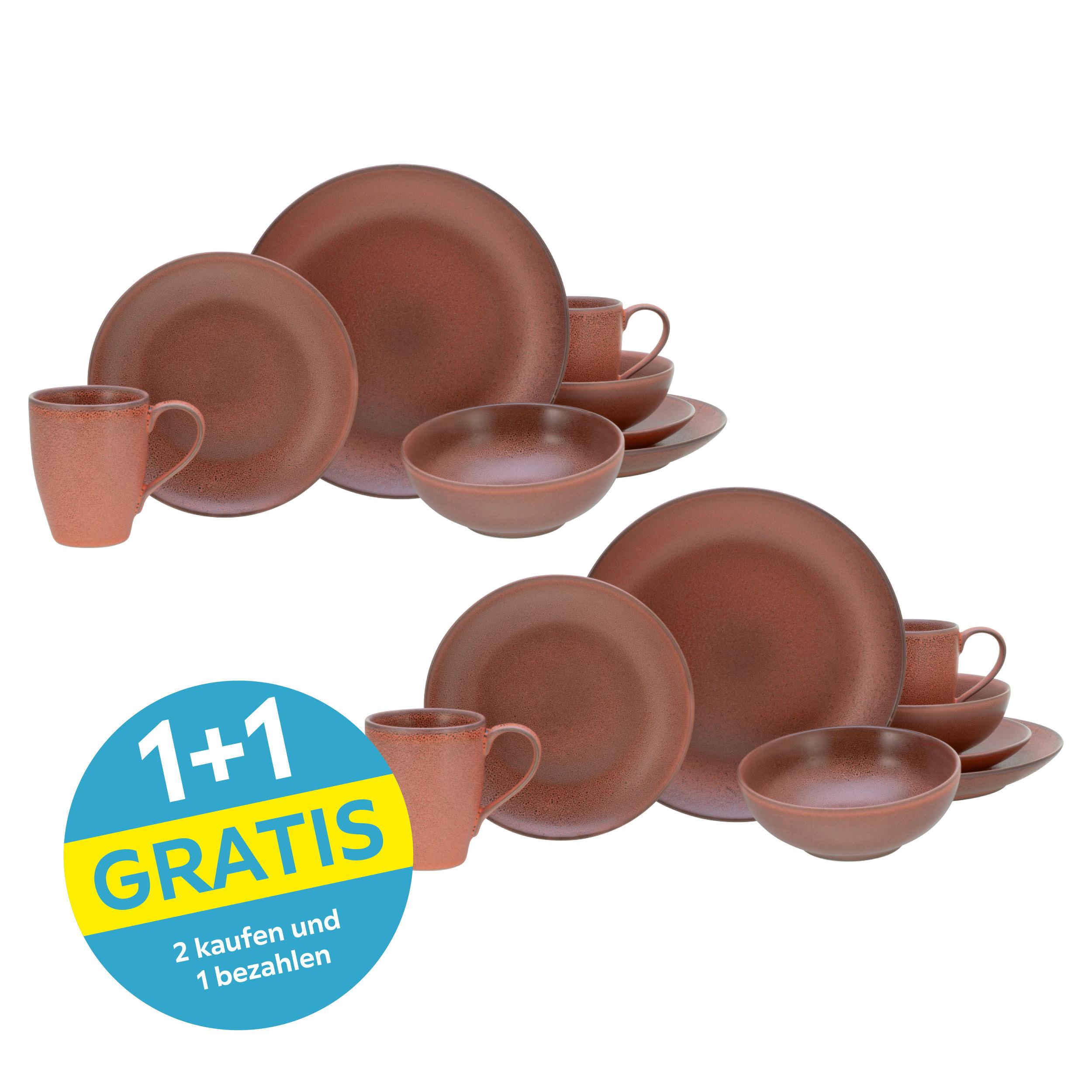 Kombiservice Sierra Nevada Fuego 8-Teilig - Rotbraun, Basics, Keramik - Creatable