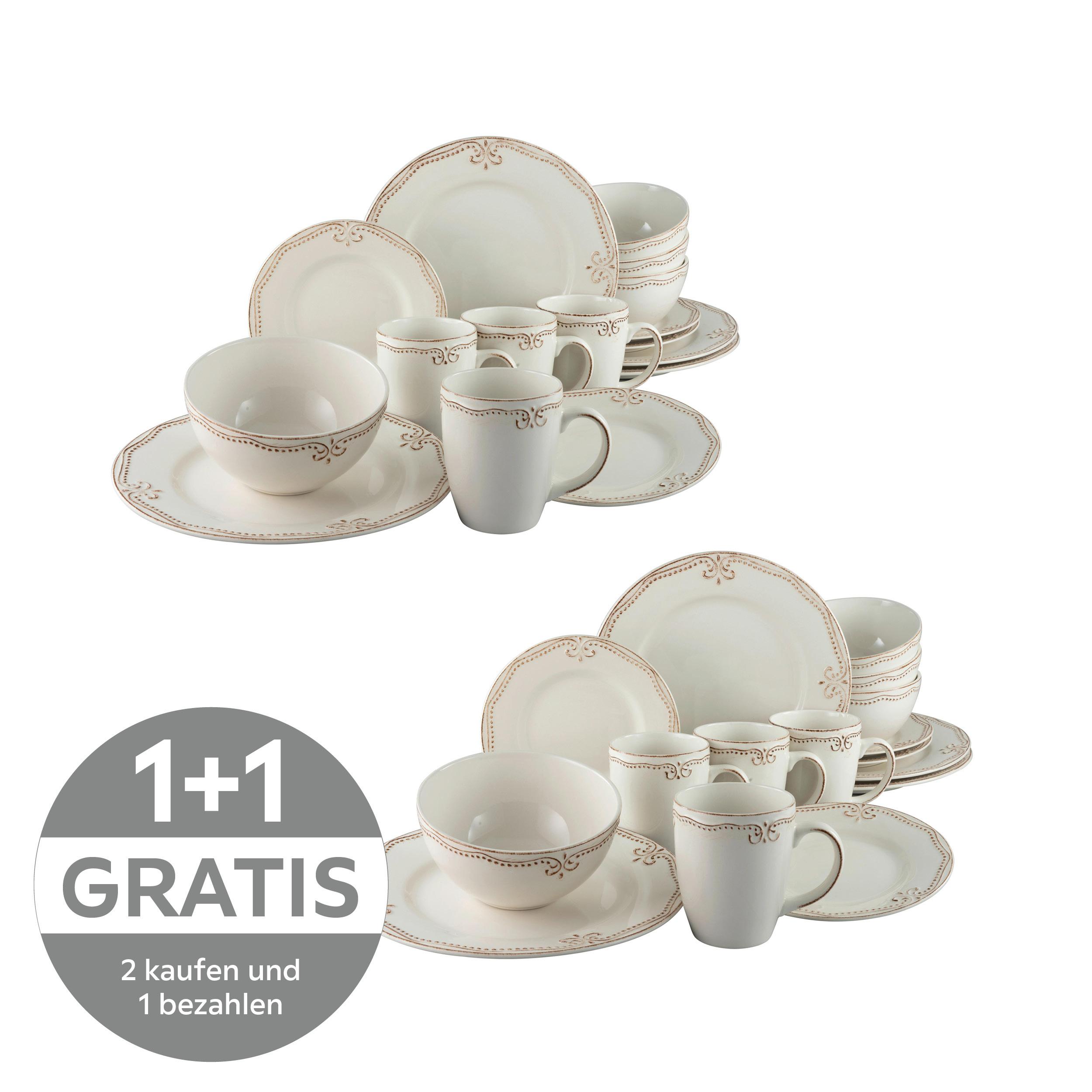 Kombiservice Keramik 4 Perosnen Geschirr Set