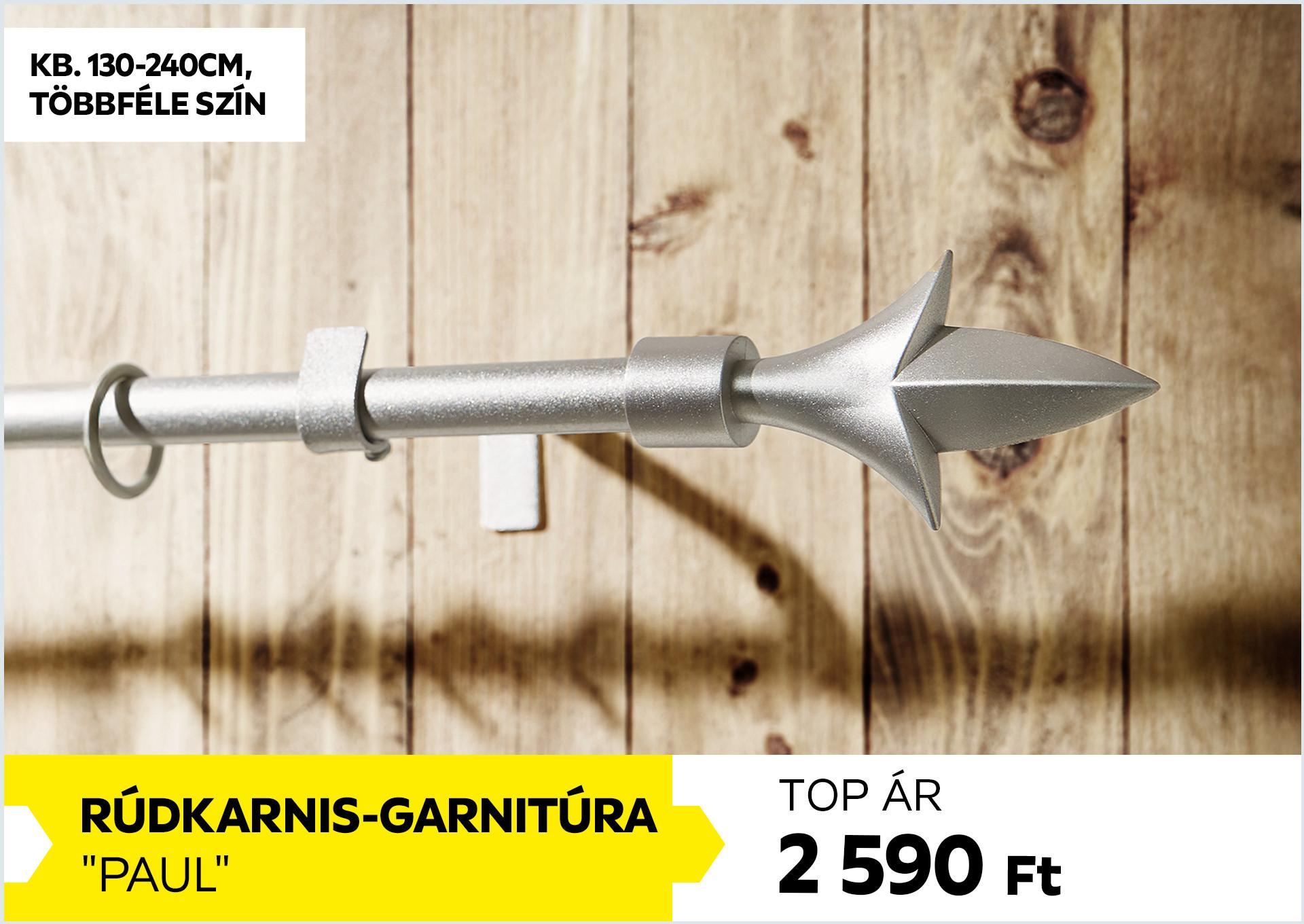 Rúdkarnis-garnitúra, kb. 130-240cm, többféle szín PAUL 2590Forint