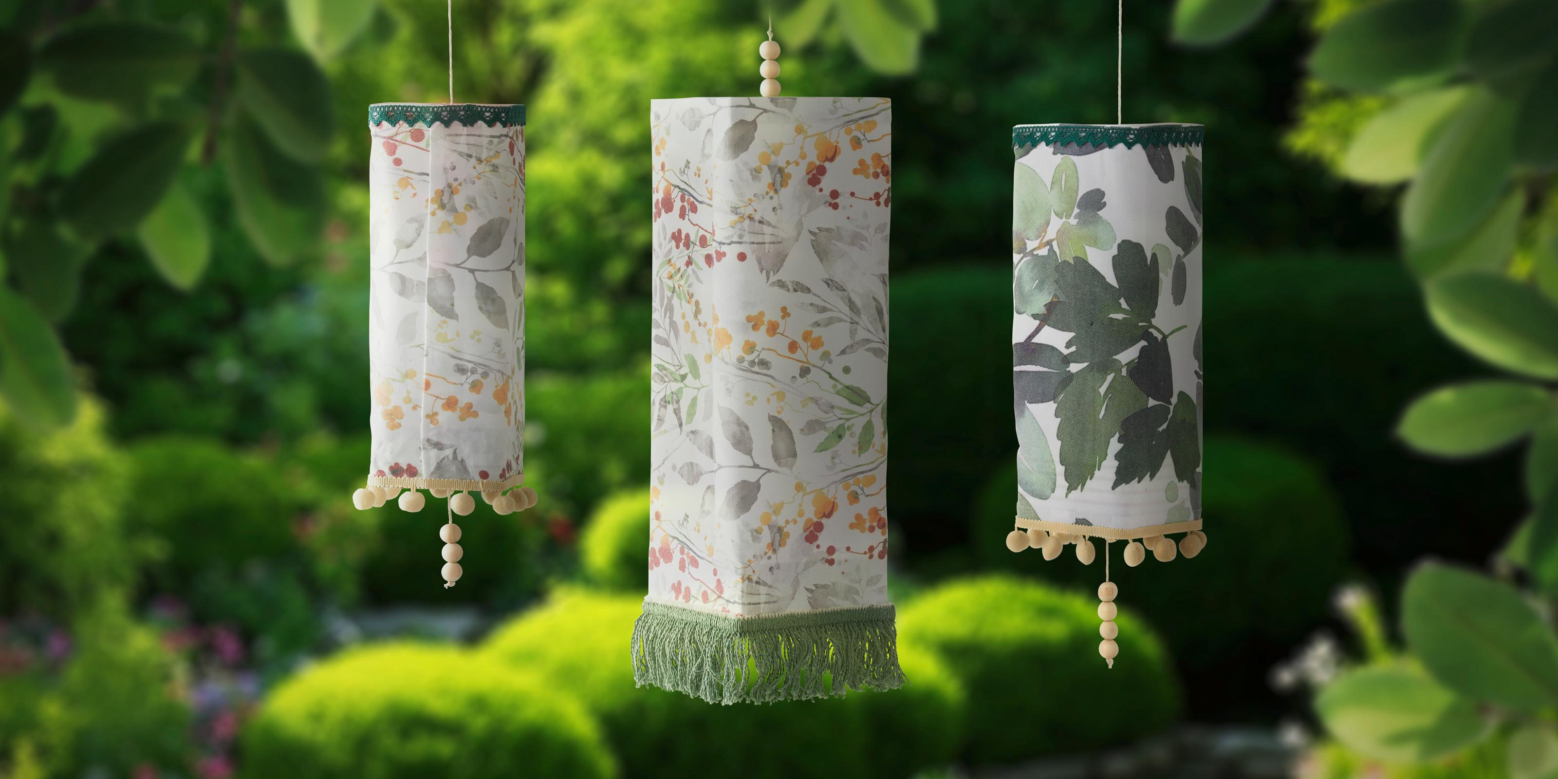 DIY závesné záhradné lampáše z látky