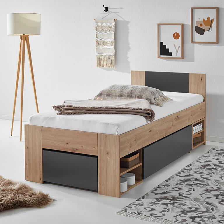 lacná jednolôžková posteľ dub / antracit