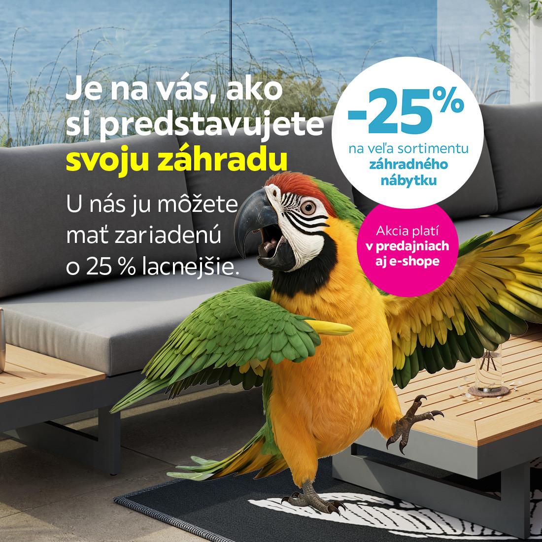 Zľava 25% na záhradný nábytok