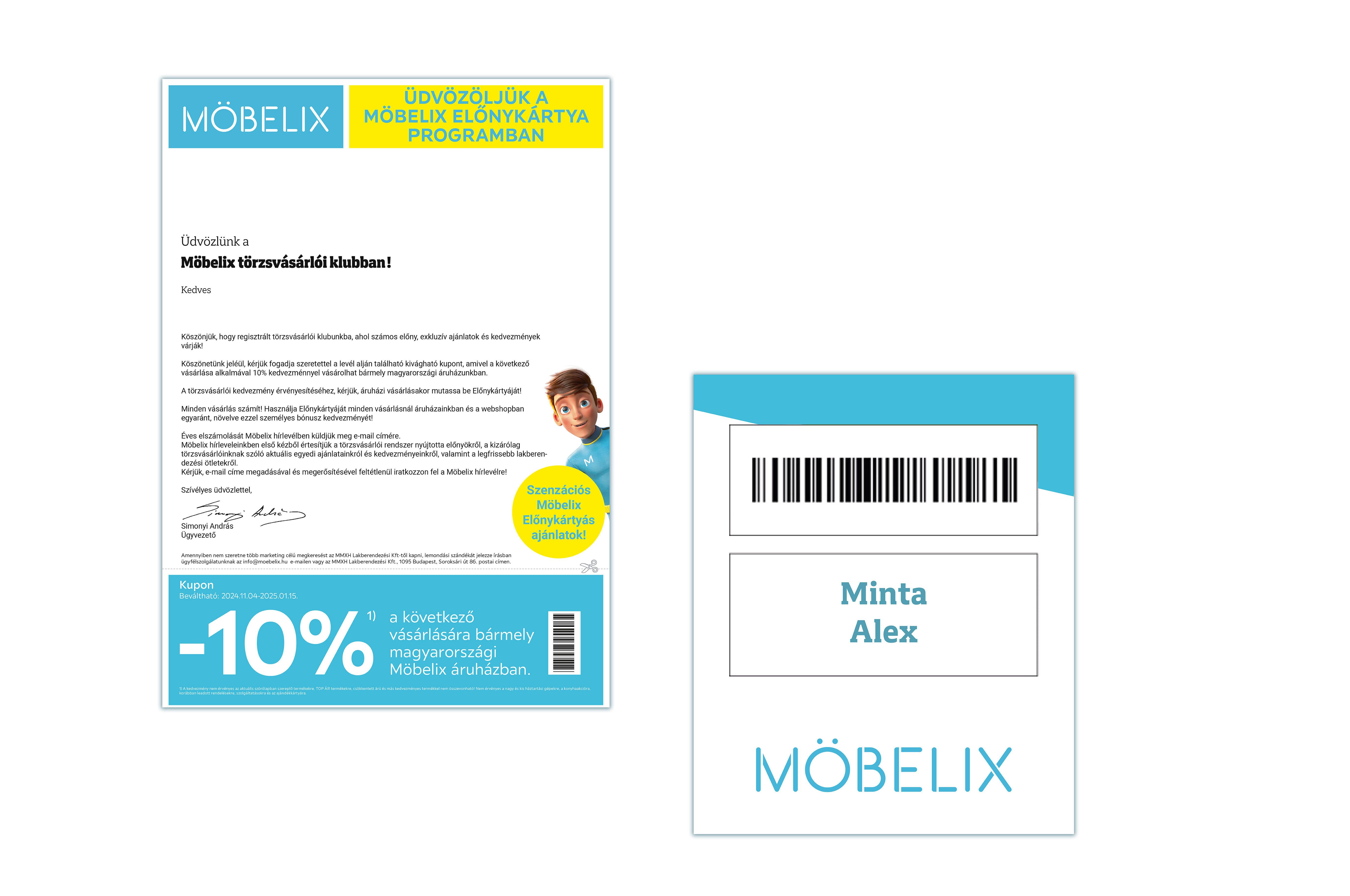 Előnykártya üdvözlőkupon