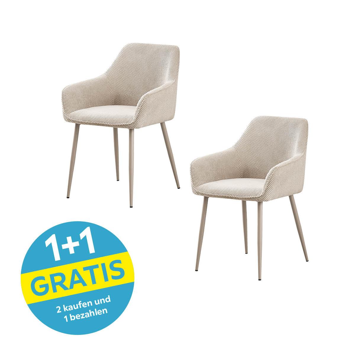 Armlehnstuhl Cora Creme Gepolstert - Beige/Creme, MODERN, Textil/Metall (56/81/62cm) - MID.YOU