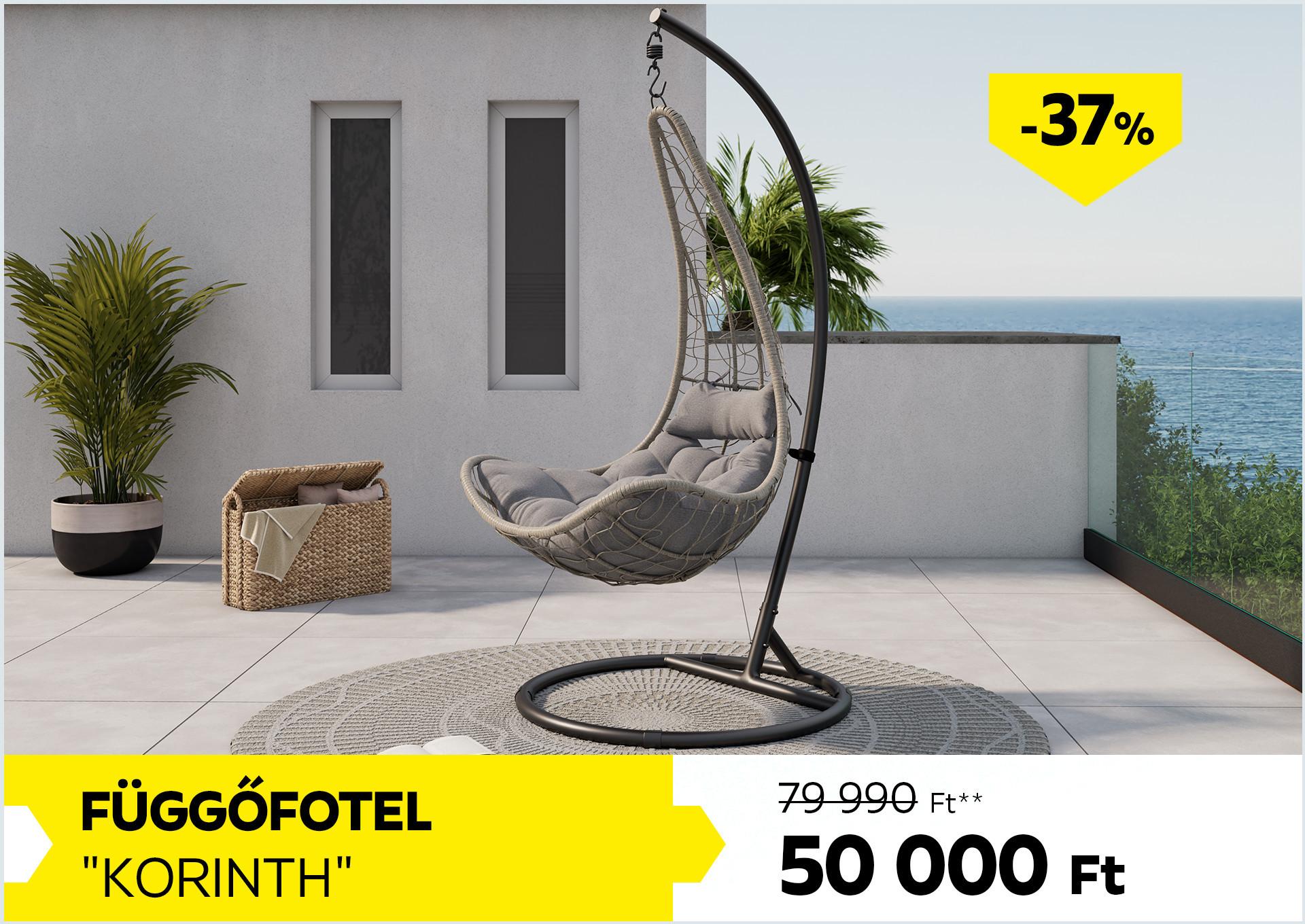 Függőfotel KORINTH 79990Forint helyett 50000Forint kedvezmény mértéke 37%