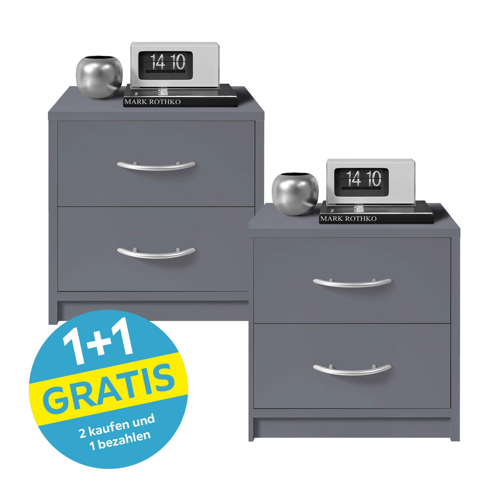 Nachtkästchen Pepe B: 38,5 Cm Graphitfarben - Schwarz/Graphitfarben, Basics, Holzwerkstoff (38,5/39/28,2cm) - P & B