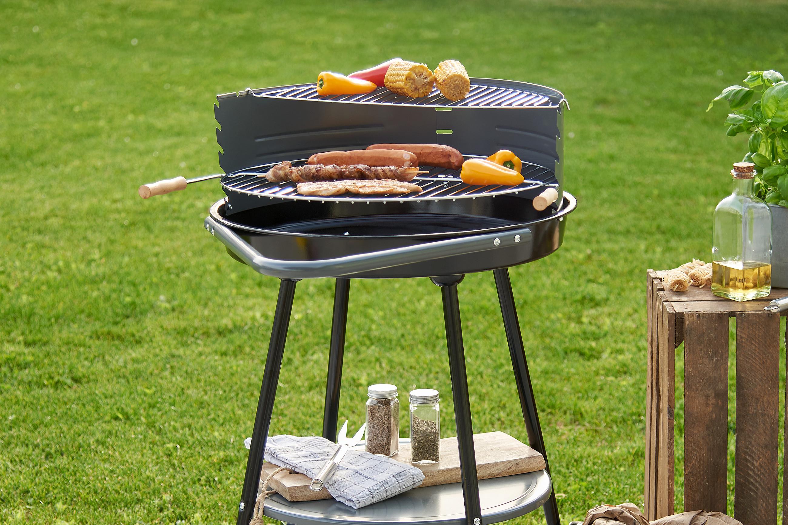 Holzkohlegriller mit Rollen und Grillrost