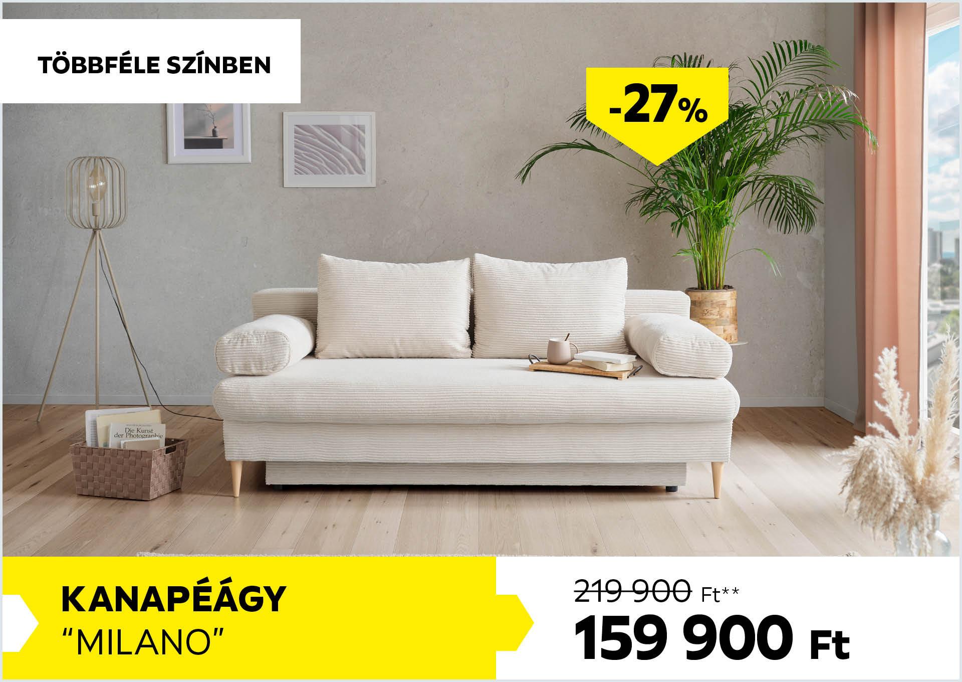 KANAPÉÁGY MILANO 219900Forint helyett 159900Forint kedvezmény mértéke 27%