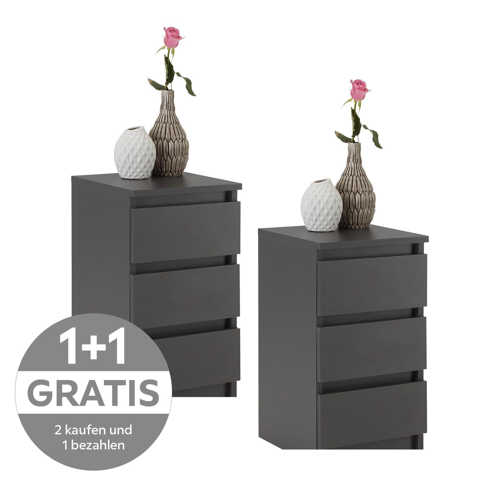 Nachtkästchen Anthrazit H: 55 cm Ella - Anthrazit, KONVENTIONELL, Holzwerkstoff (30/55/31cm)