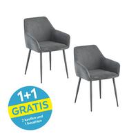 Armlehnstuhl Cora Webstoff Grau, B: 56 cm - Grau, KONVENTIONELL, Textil/Metall (56/81/61cm) - MID.YOU