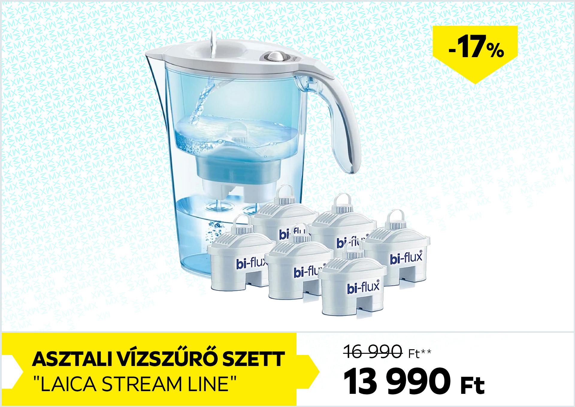 Asztali vízszűrő szett LAICA STREAM LINE 16990Forint helyett 13990Forint kedvezmény mértéke 17%