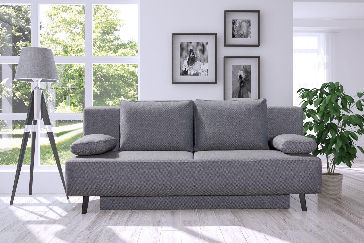 günstige Schlafcouches mit Bettkasten in grau