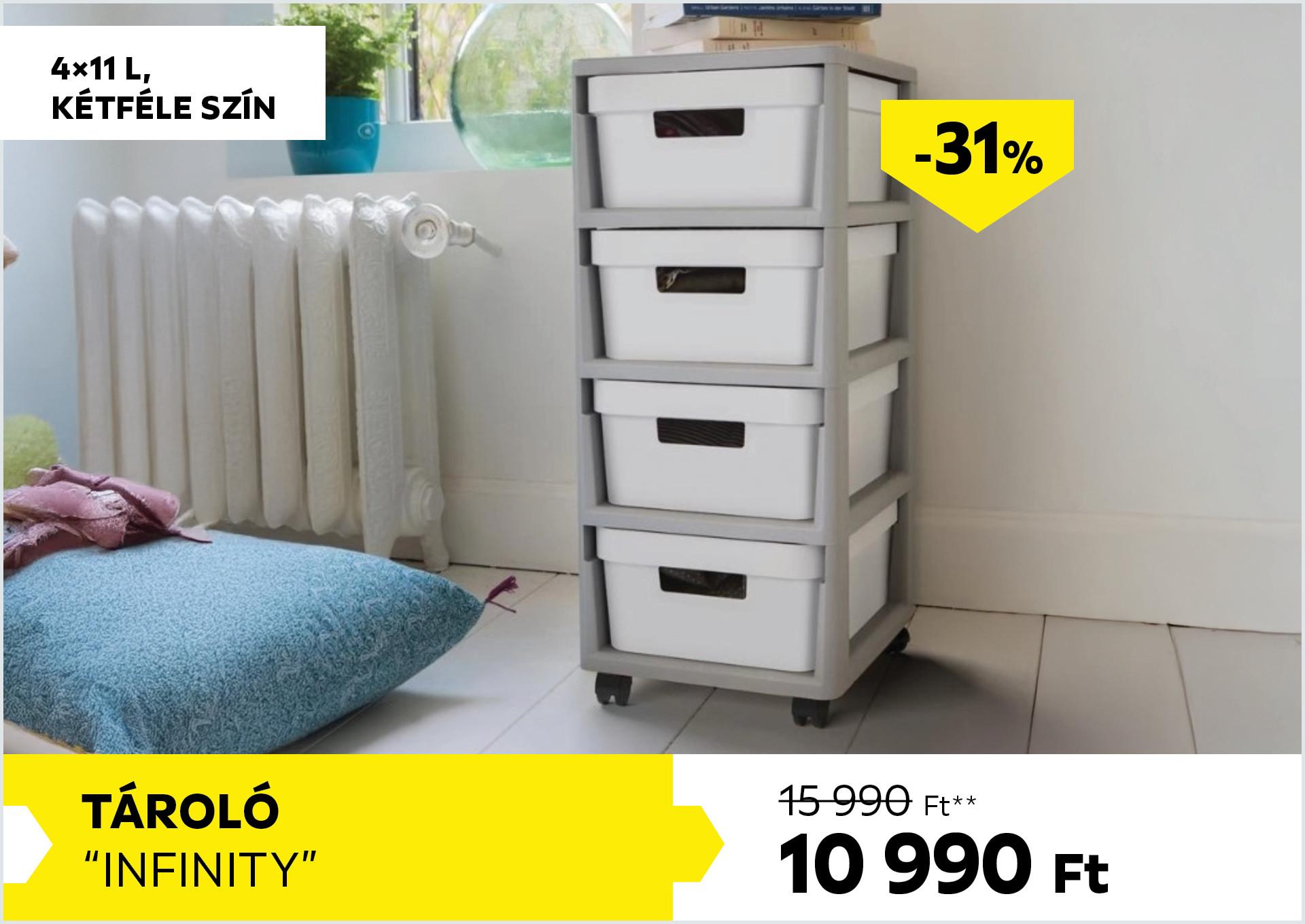 Tároló 4*11l INFINITY 15990Forint helyett 10990Forint kedvezmény mértéke 31%