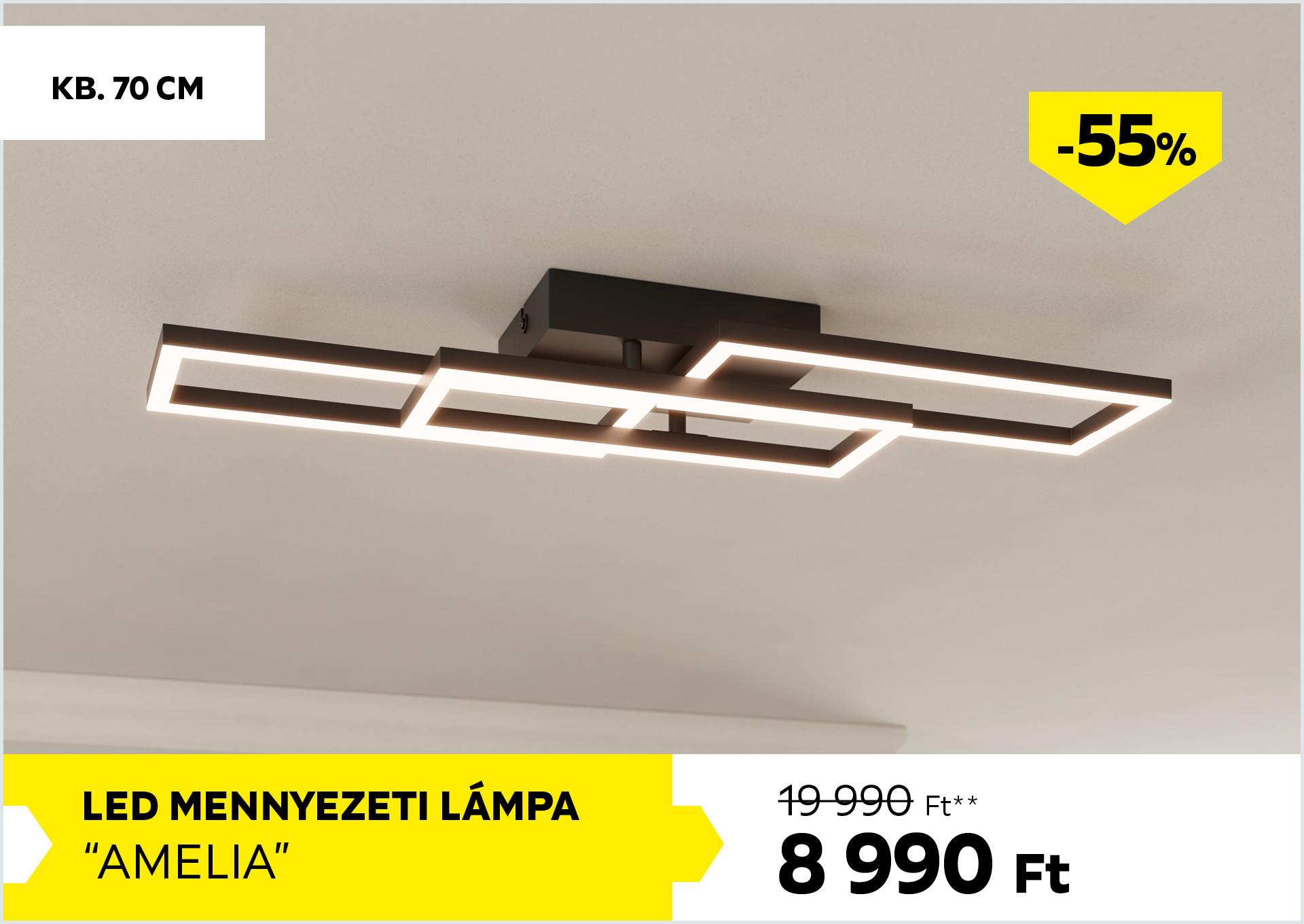 LED mennyezeti lámpa kb. 70cm AMELIA 19990Forint helyett 8990Forint kedvezmény mértéke 55%
