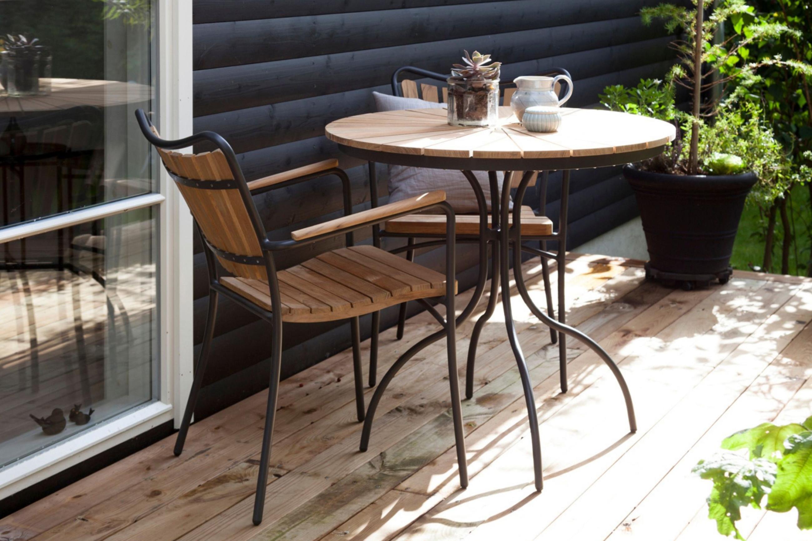 Balkonset aus Teakholz mit Tisch und 2 Stühlen
