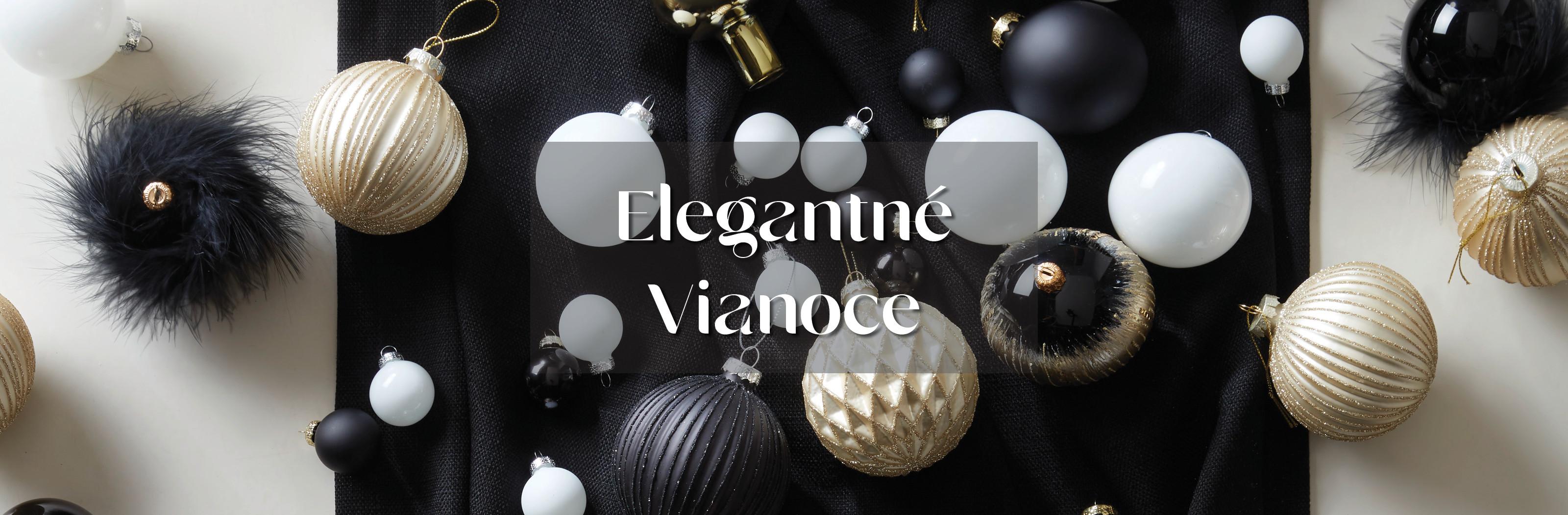 Vianočné dekorácie a doplnky v čiernej a bielej farbe