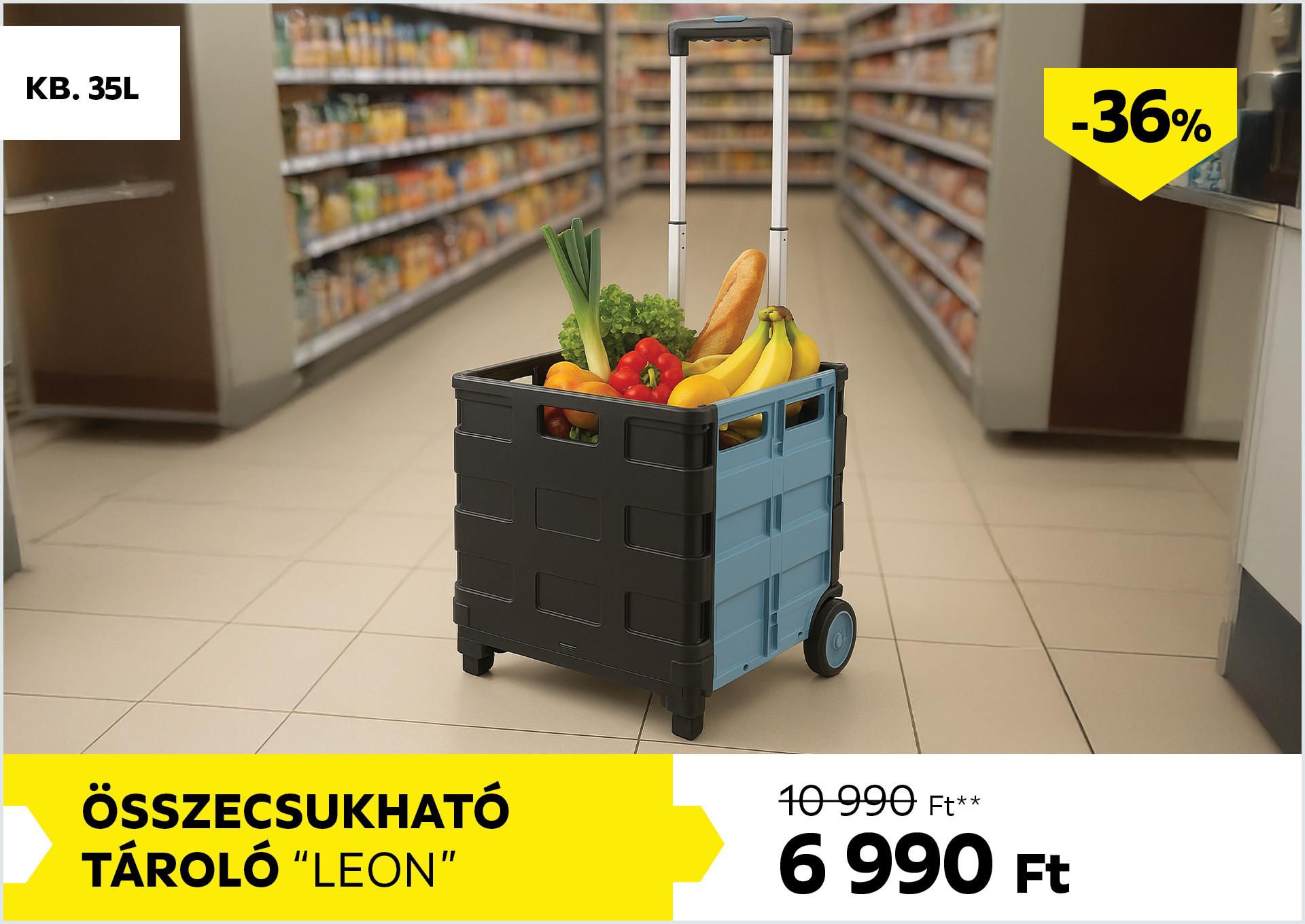 Összecsukható tároló kb. 35l LEON 10990Forint helyett 6990Forint kedvezmény mértéke 36%