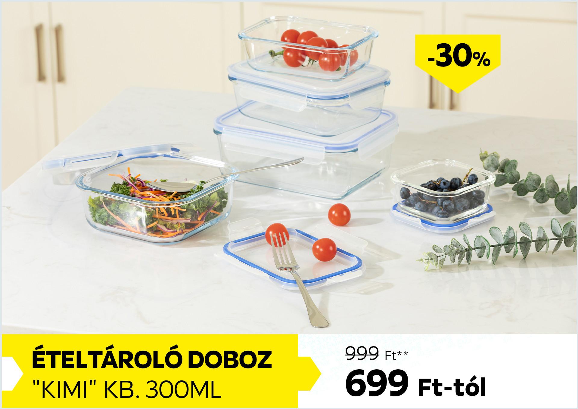 Ételtároló doboz kb. 300ml KIMI 999Forint helyett 699Forint kedvezmény mértéke 30%