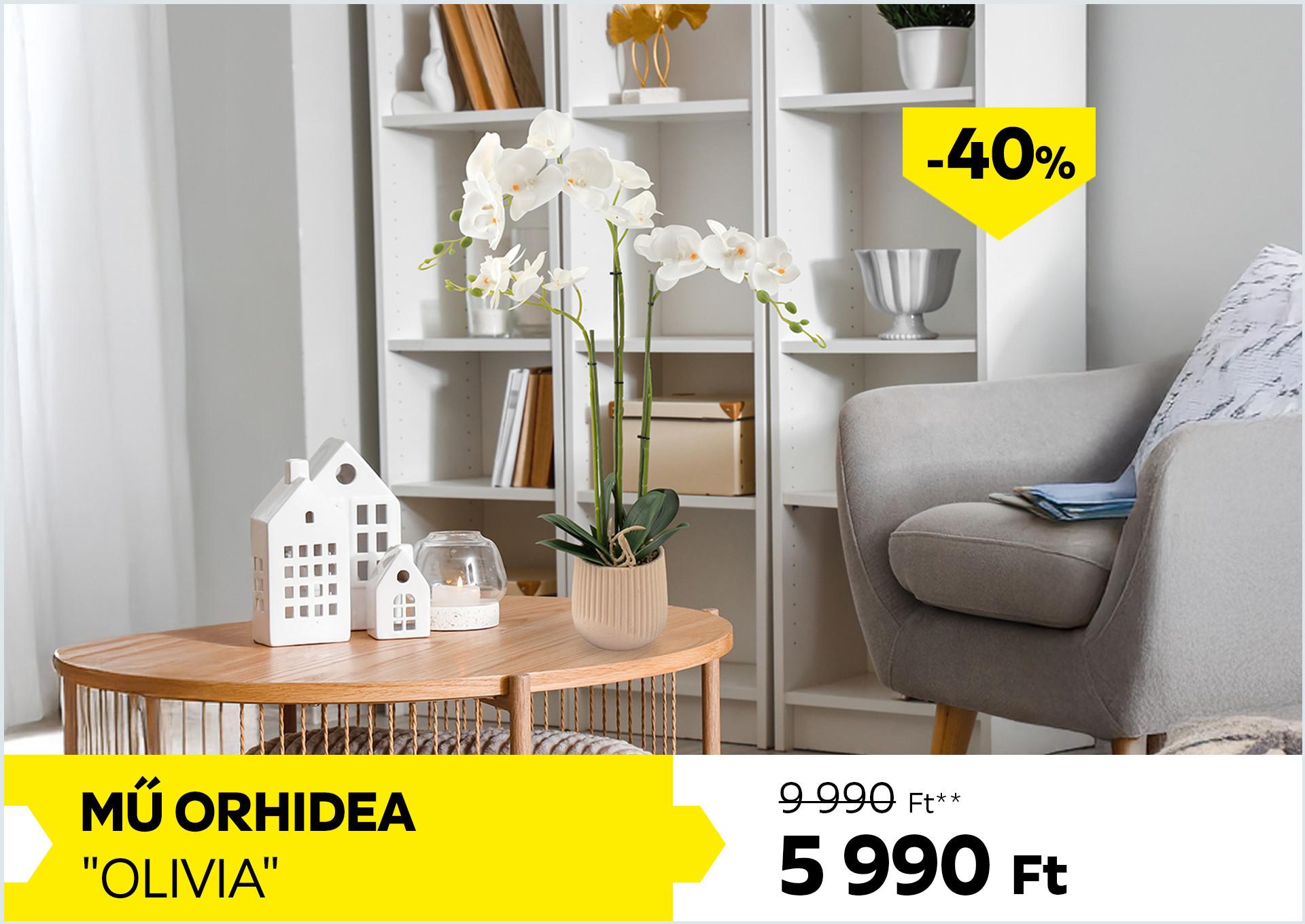 Mű orchidea OLIVIA 9990Forint helyett 5990Forint kedvezmény mértéke 40%