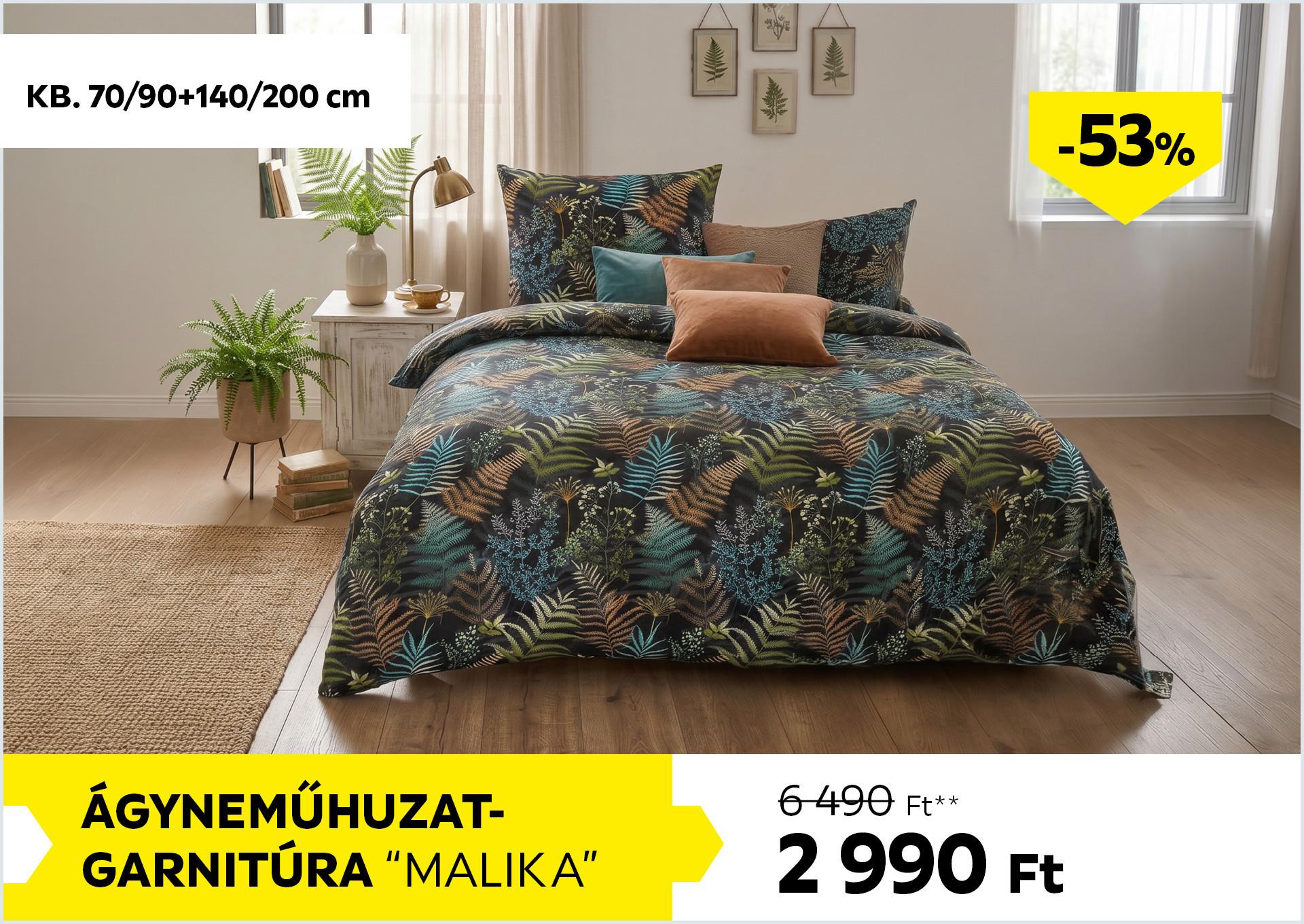 Ágyneműhuzat-garnitúra kb. 70/90+140/200cm MALIKA 6490Forint helyett 2990Forint kedvezmény mértéke 53%