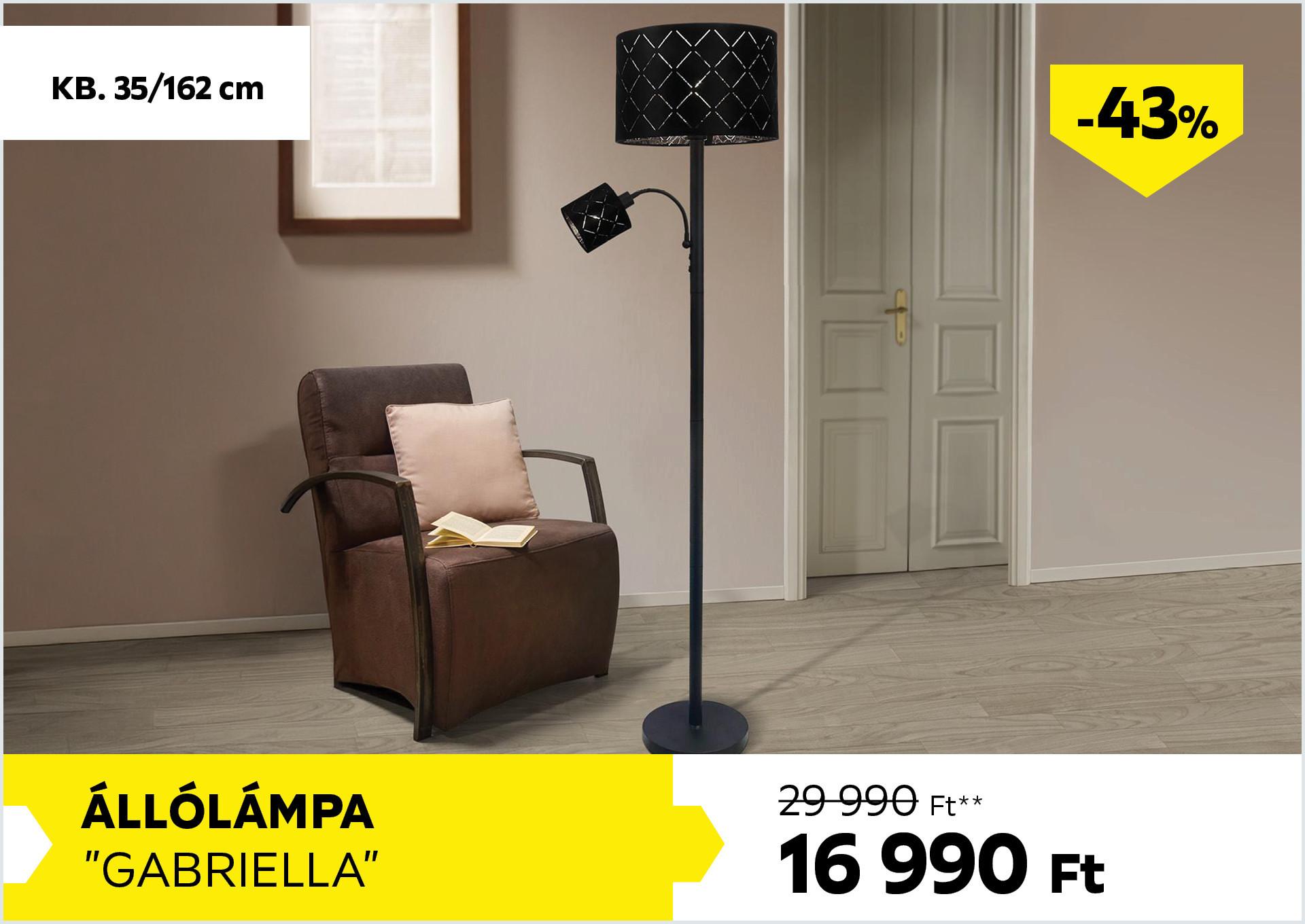 Állólámpa kb. 35/162cm GABRIELLA 29990Forint helyett 16990Forint kedvezmény mértéke 43%