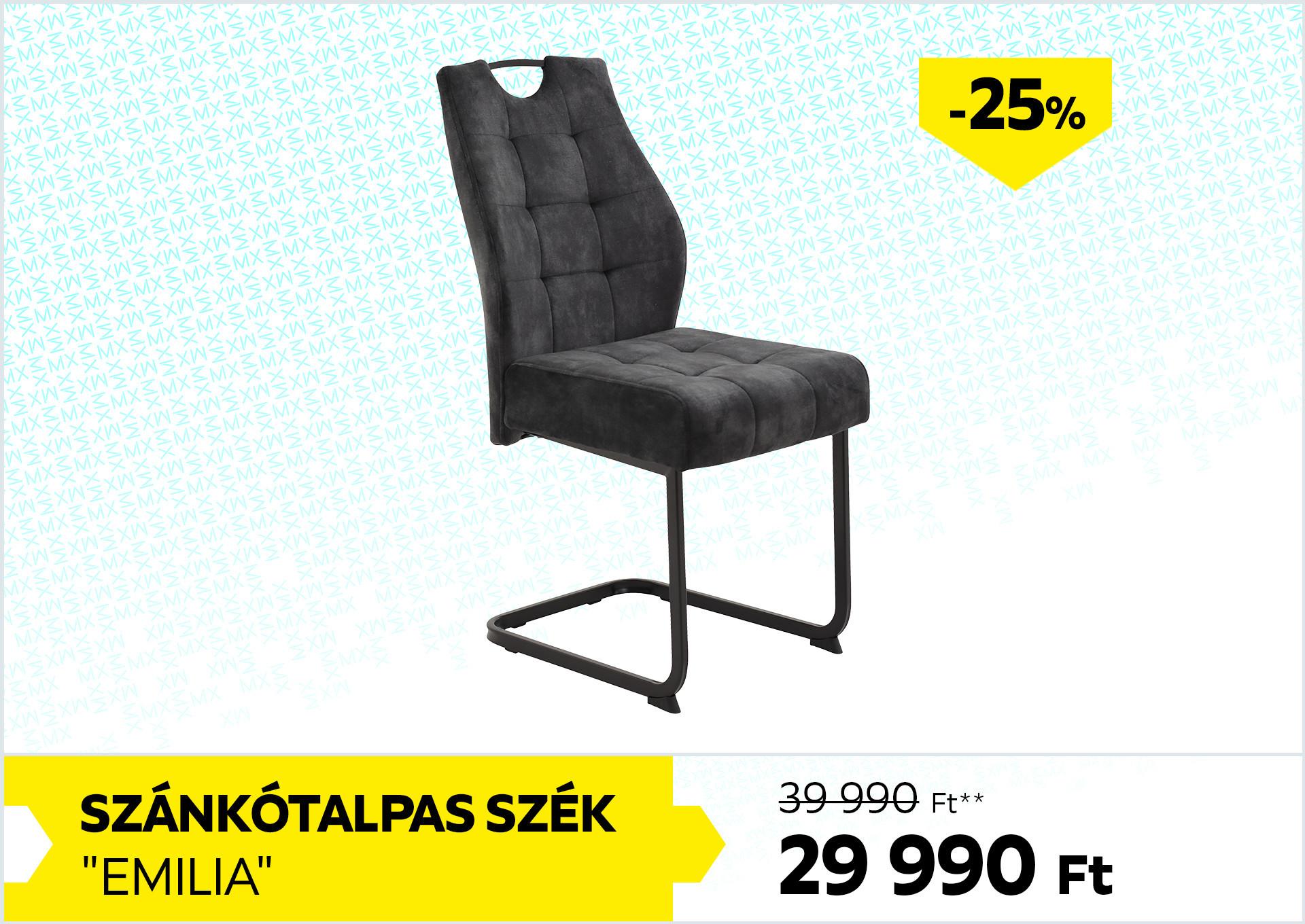 SZÁNKÓTALPAS SZÉK EMILIA 39990Forint helyett 29990Forint kedvezmény mértéke 25%