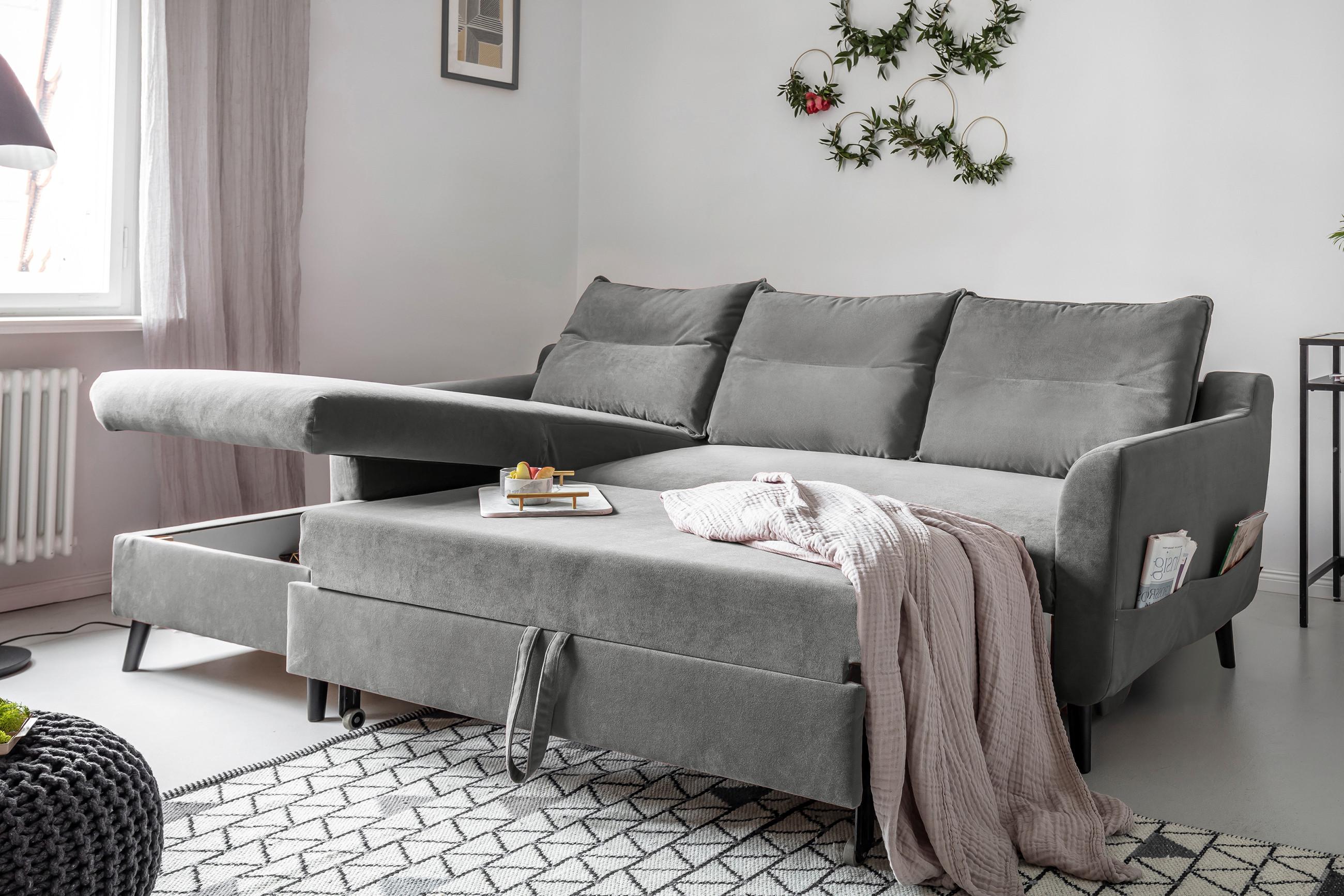 Ecksofa mit Schlaffunktion und Bettkasten