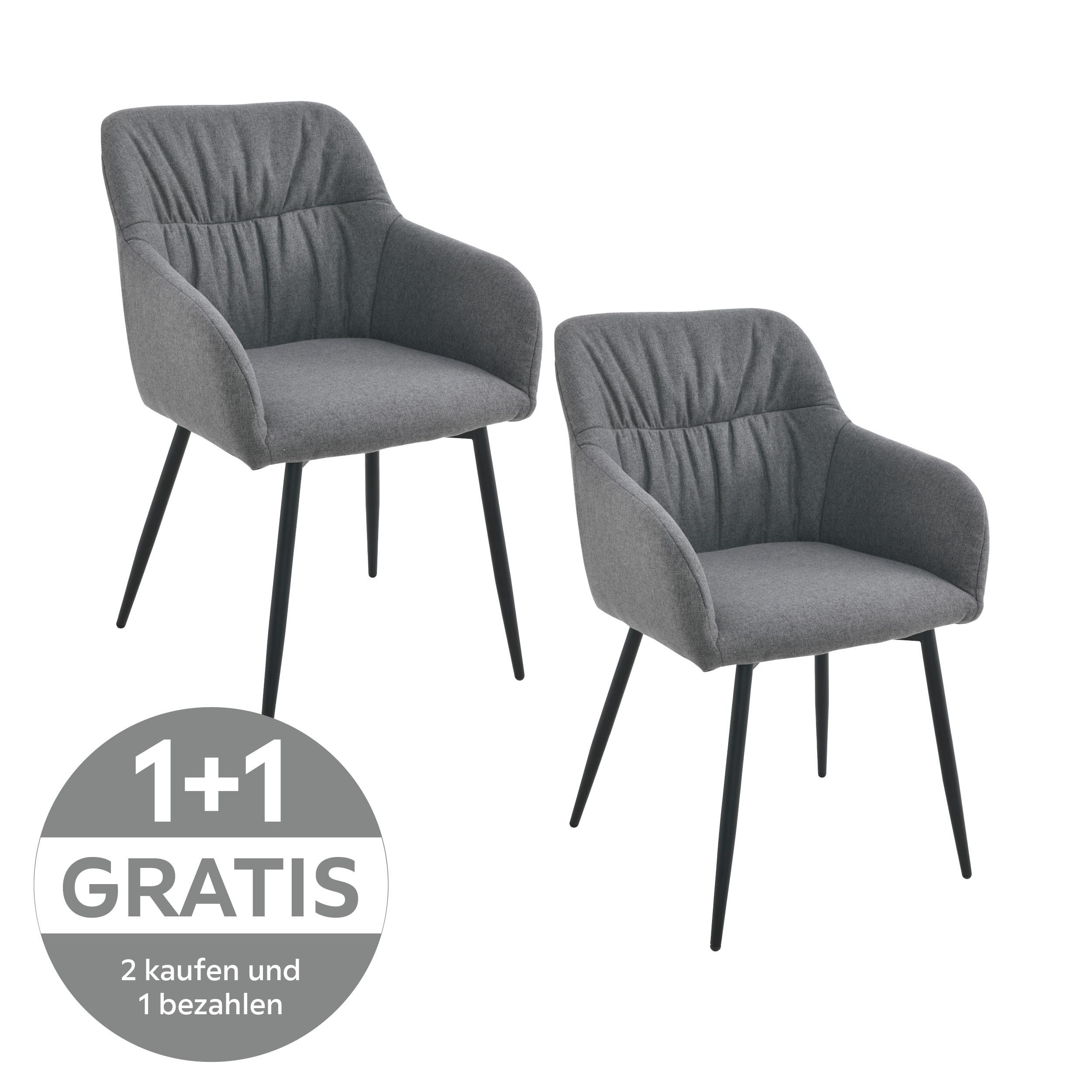Armlehnstuhl Alessandro Webstoff Dunkelgrau Gepolstert - Dunkelgrau/Schwarz, MODERN, Holz/Textil (54/86/60cm) - Ondega