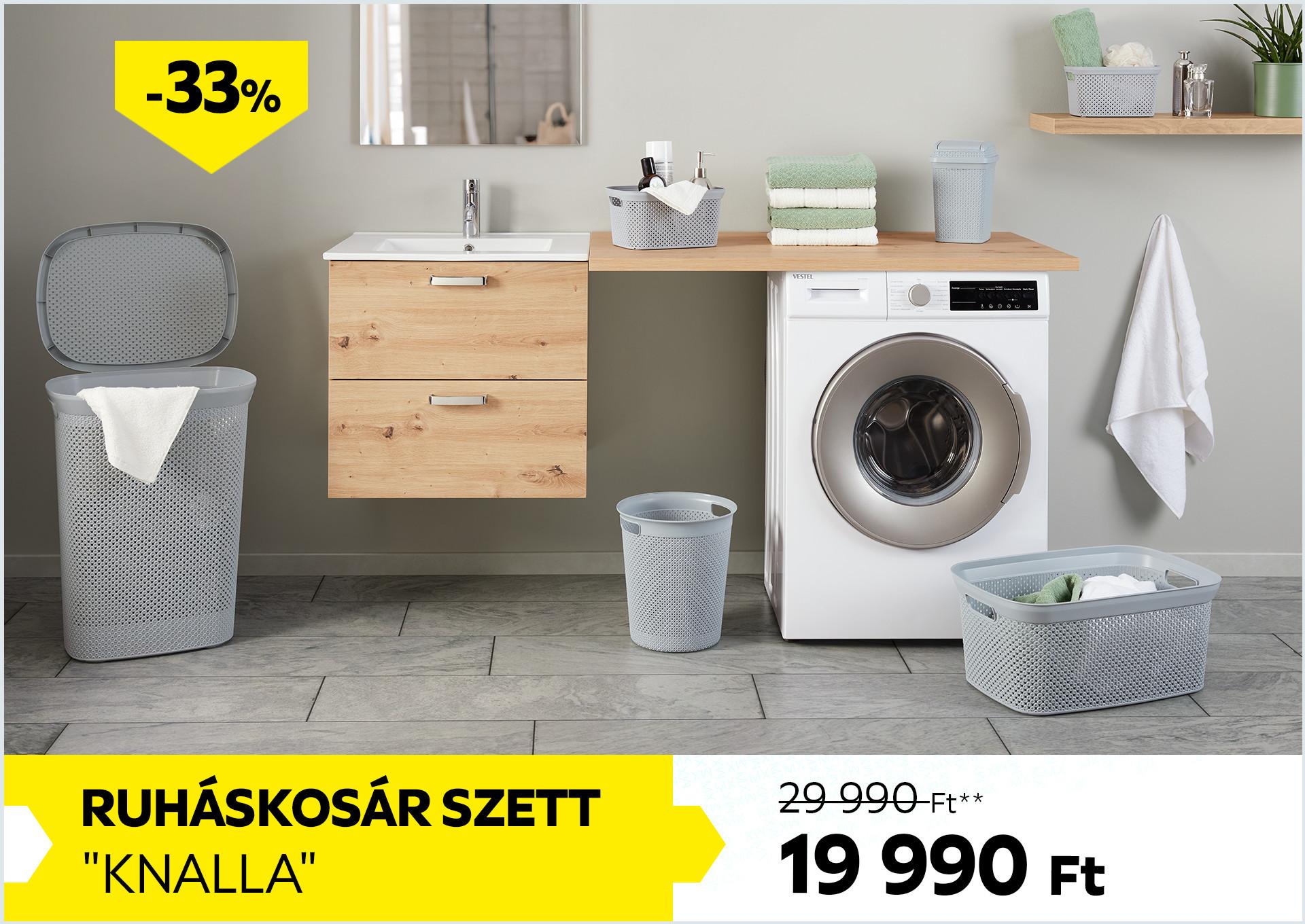Ruháskosár szett KNALLA 29990Forint helyett 19990Forint kedvezmény mértéke 33%