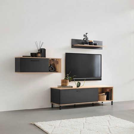 levná obývací stěna v černé barvě