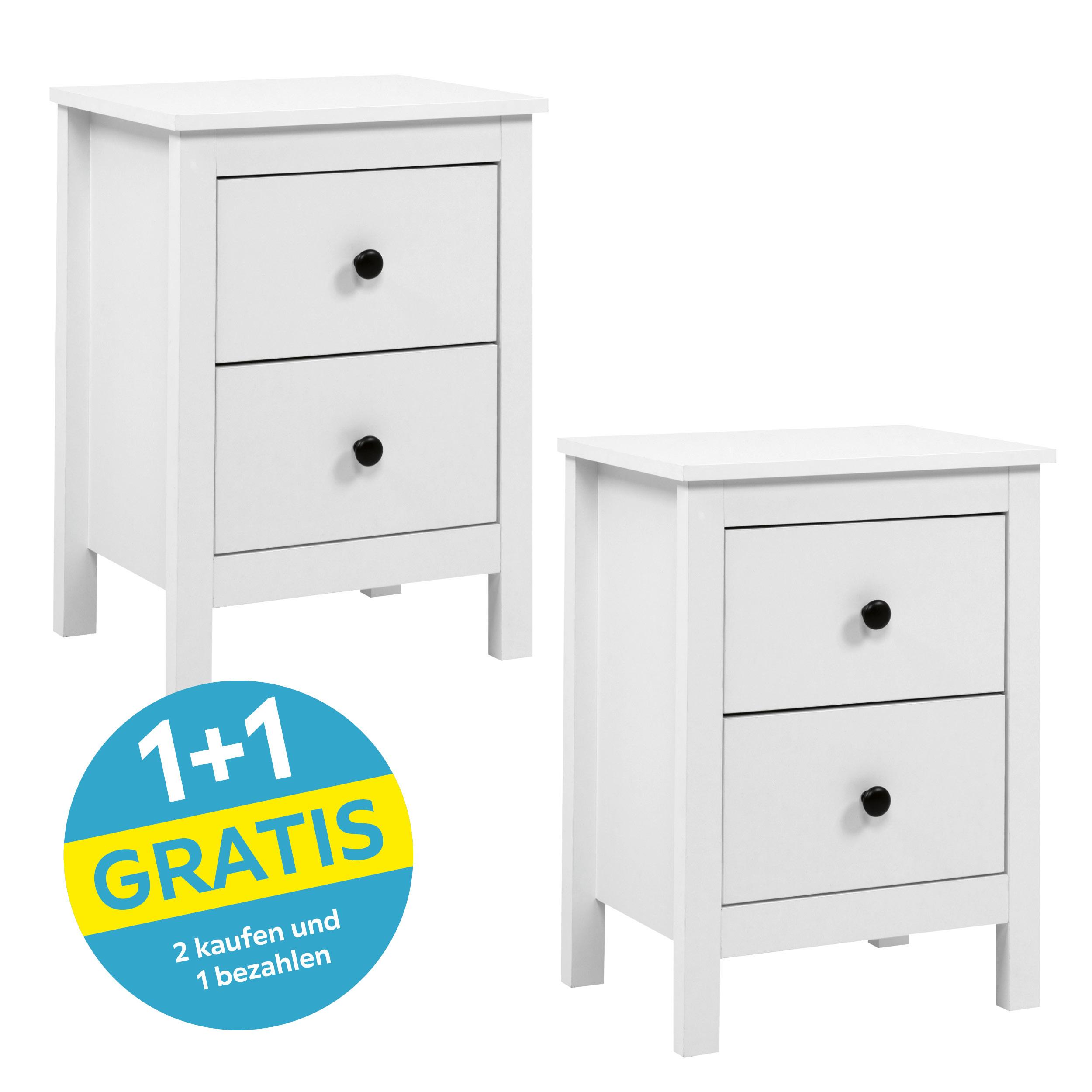 Nachtkästchen Oslo Weiß H: 54 cm - Weiß, ROMANTIK / LANDHAUS, Holzwerkstoff (39/54/30cm)