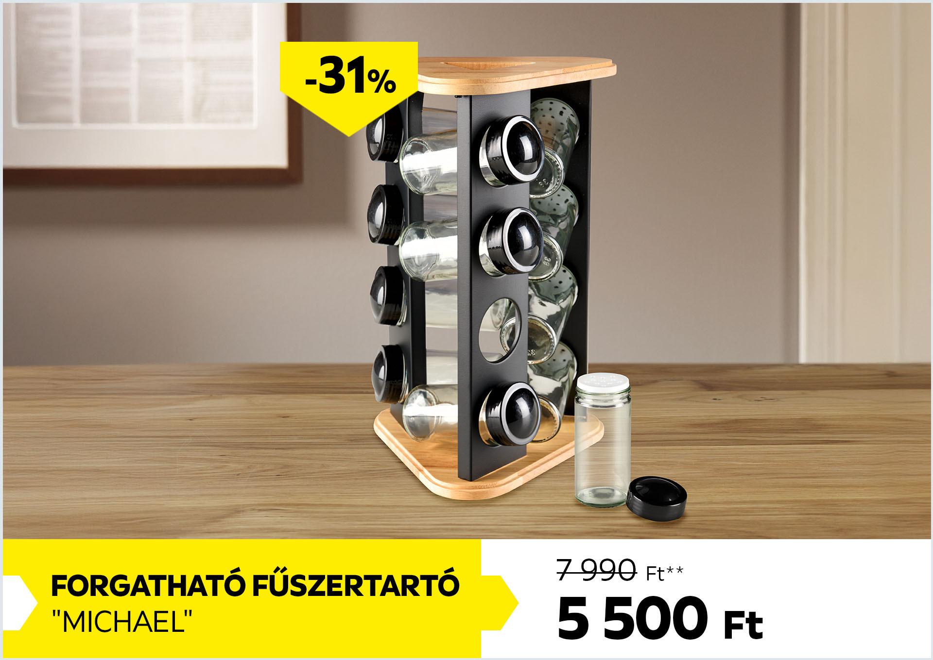 Forgatható fűszertartó MICHAEL 7990Forint helyett 5500Forint kedvezmény mértéke 31%
