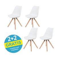 Schalenstuhl Vilnius Weiß - Weiß/Naturfarben, LIFESTYLE, Holz/Kunststoff (48,5/84/55cm) - MID.YOU