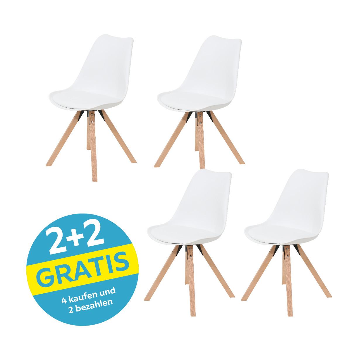 Schalenstuhl Vilnius Weiß - Weiß/Naturfarben, LIFESTYLE, Holz/Kunststoff (48,5/84/55cm) - MID.YOU