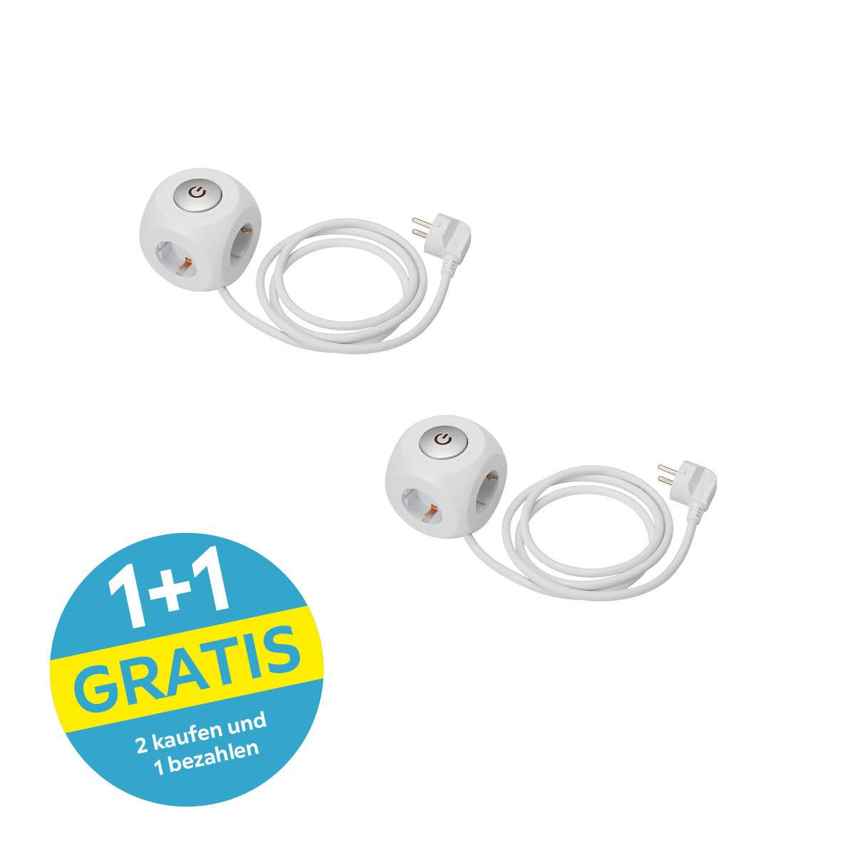 Multistecker Nua - Weiß, KONVENTIONELL, Kunststoff/Metall (7,9/7,9/8cm) - Ondega