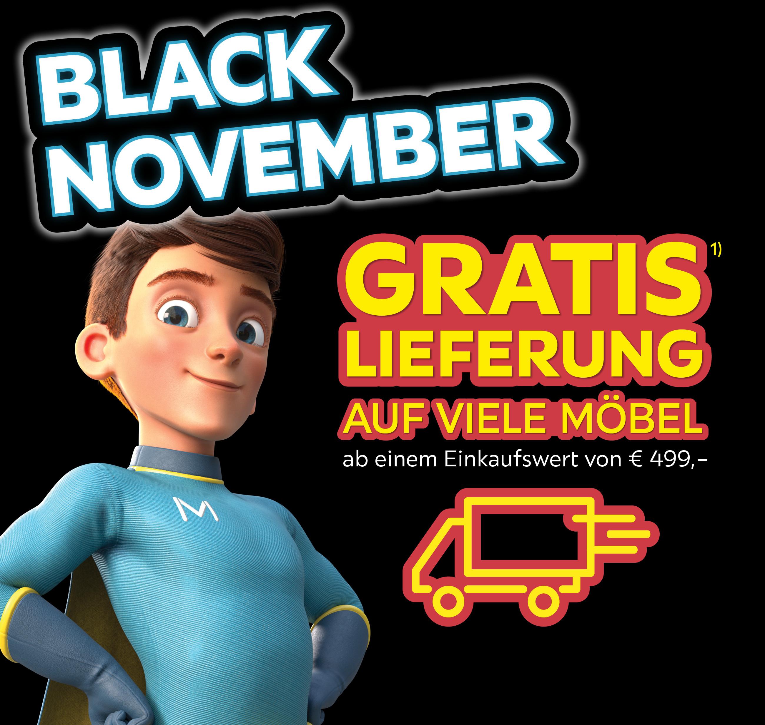 Black November, Gratis Lieferung auf viele Möbel ab einem Einkaufswert von 499€
