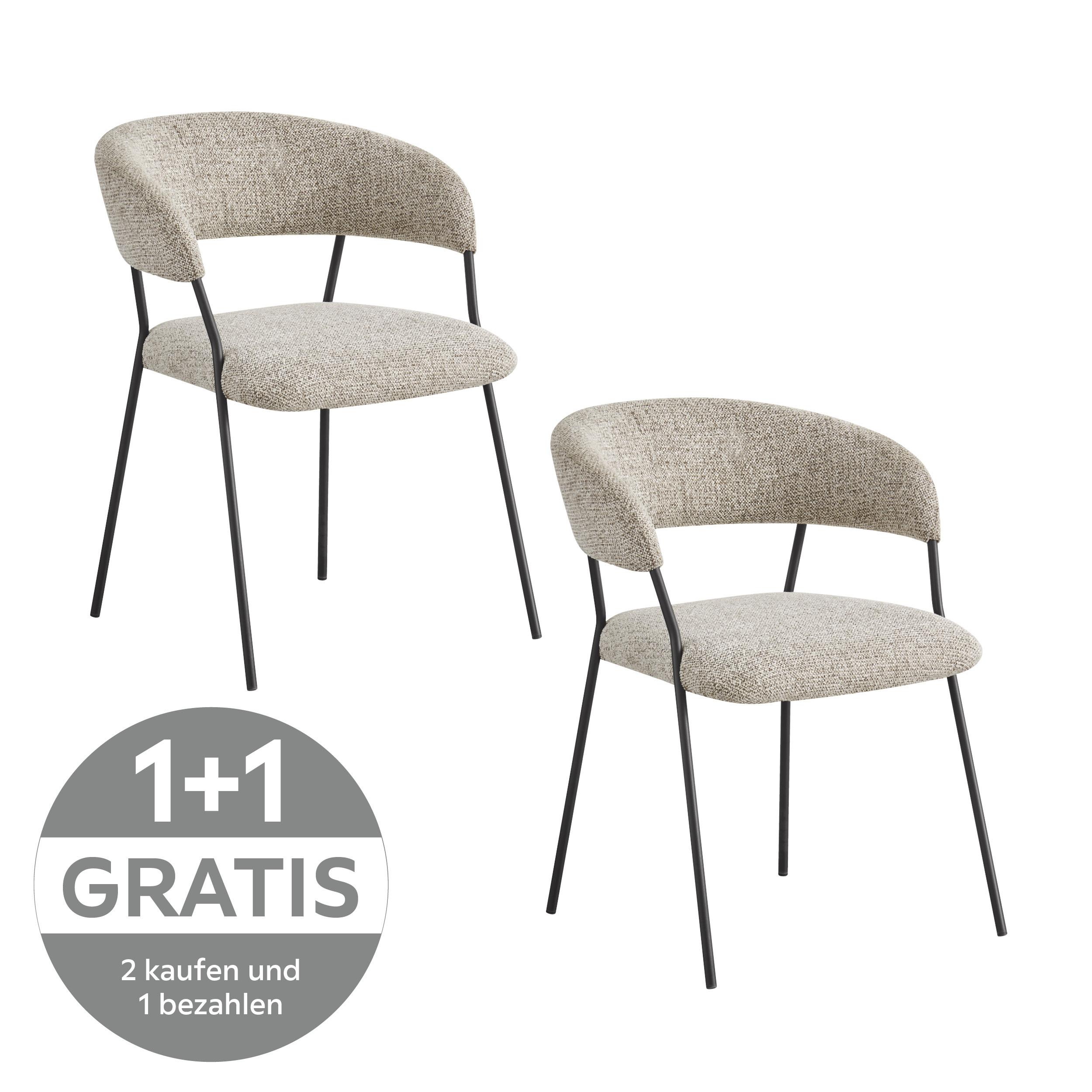 Armlehnstuhl Sigi Webstoff Grau - Schwarz/Grau, MODERN, Textil/Metall (58/76/61cm) - MID.YOU