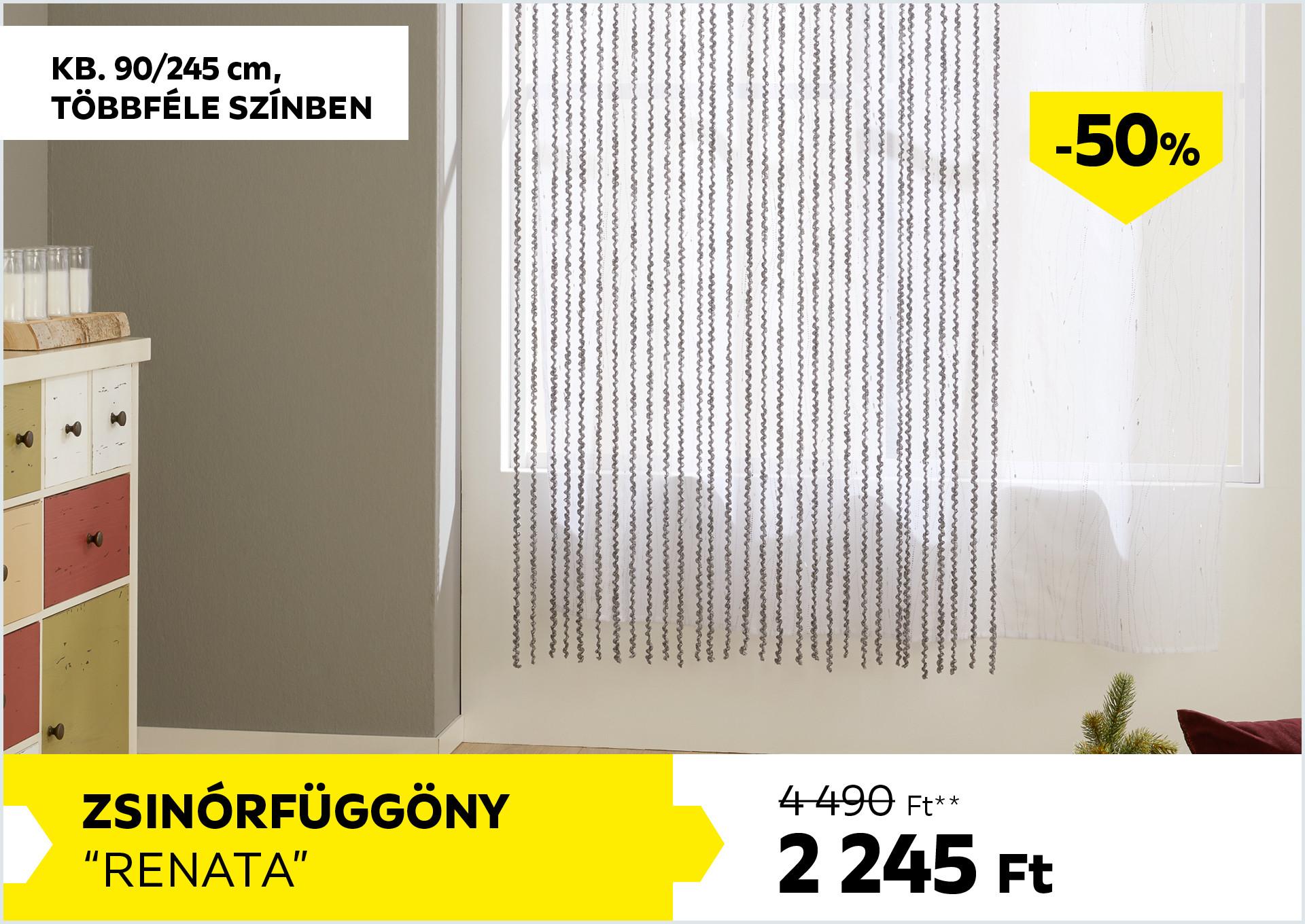 Zsinórfüggöny kb. 90/245cm RENATA 4490Forint helyett 2245Forint kedvezmény mértéke 50%