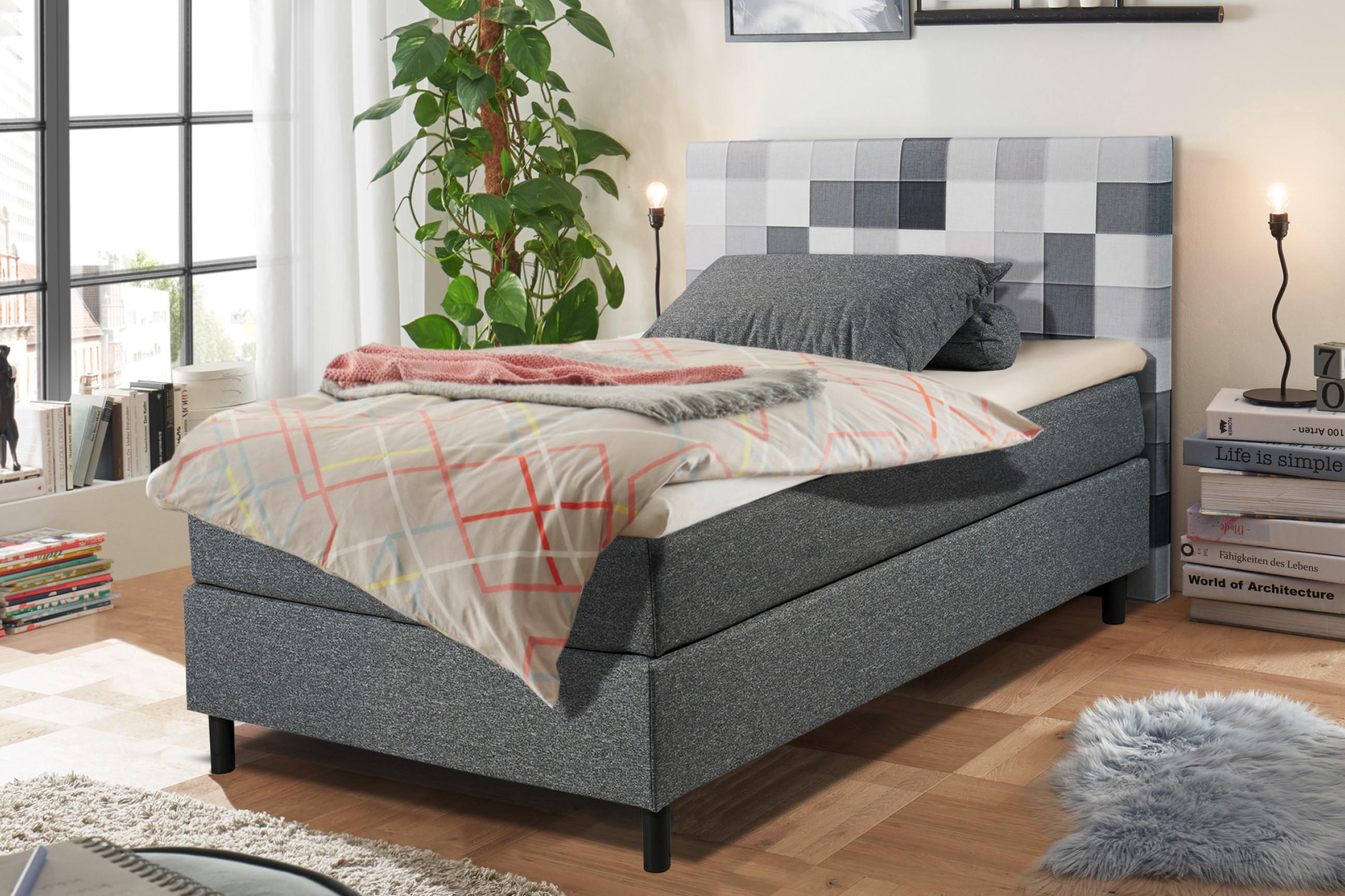 Günstiges Einzel-Boxbett in Anthrazit