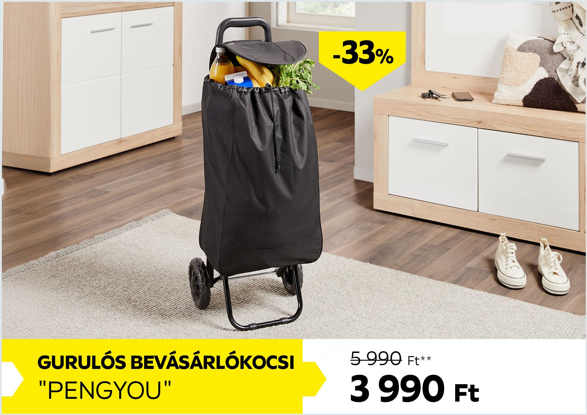 Gurulós bevásárlókocsi PENGYOU 5990Forint helyett 3990Forint kedvezmény mértéke 33%