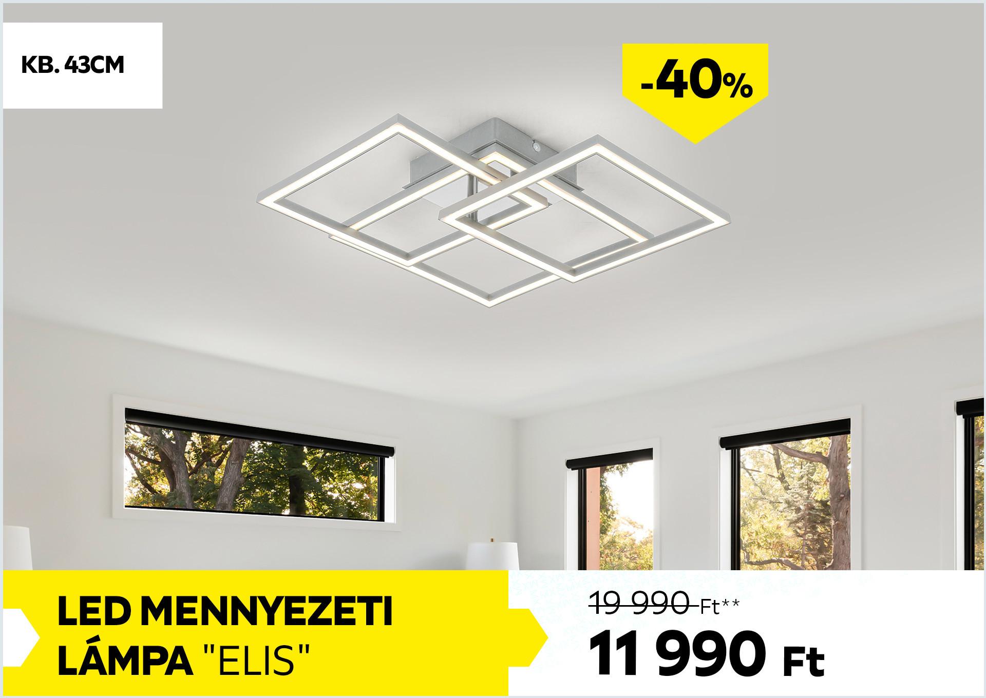 LED mennyezeti lámpa kb. 43cm ELIS 19990Forint helyett 11990Forint kedvezmény mértéke 40%