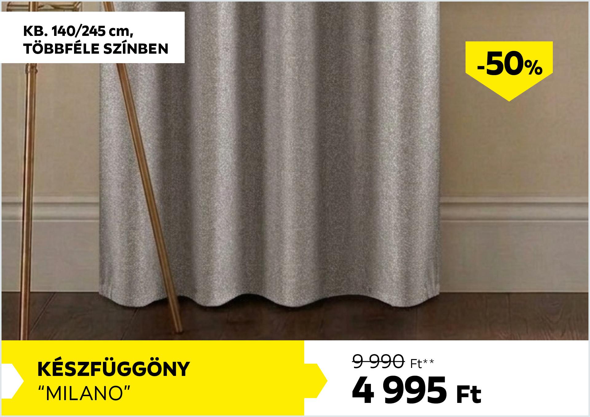 Készfüggöny kb. 140/245cm MILANO 9990Forint helyett 4995Forint kedvezmény mértéke 50%