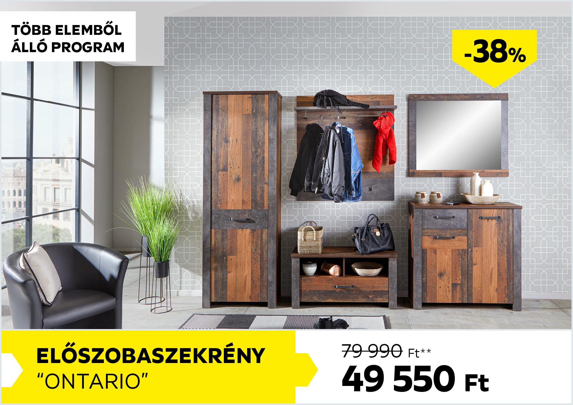 Előszobaszekrény Ontario 79990Forint helyett 49550Forint kedvezmény mértéke 38%