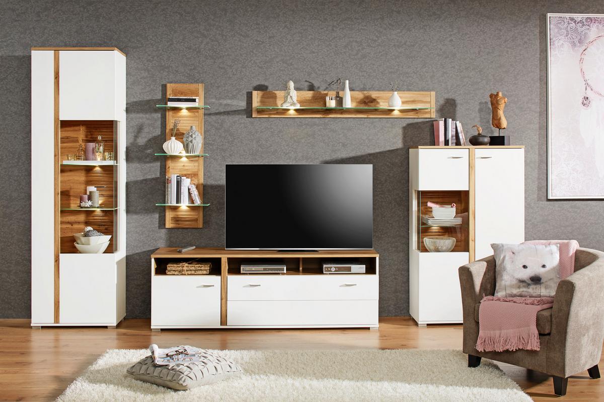 REGÁLOVÝ DÍL ALAMO - barvy dubu, Moderní, kompozitní dřevo/sklo (38/110/19cm) - Mömax