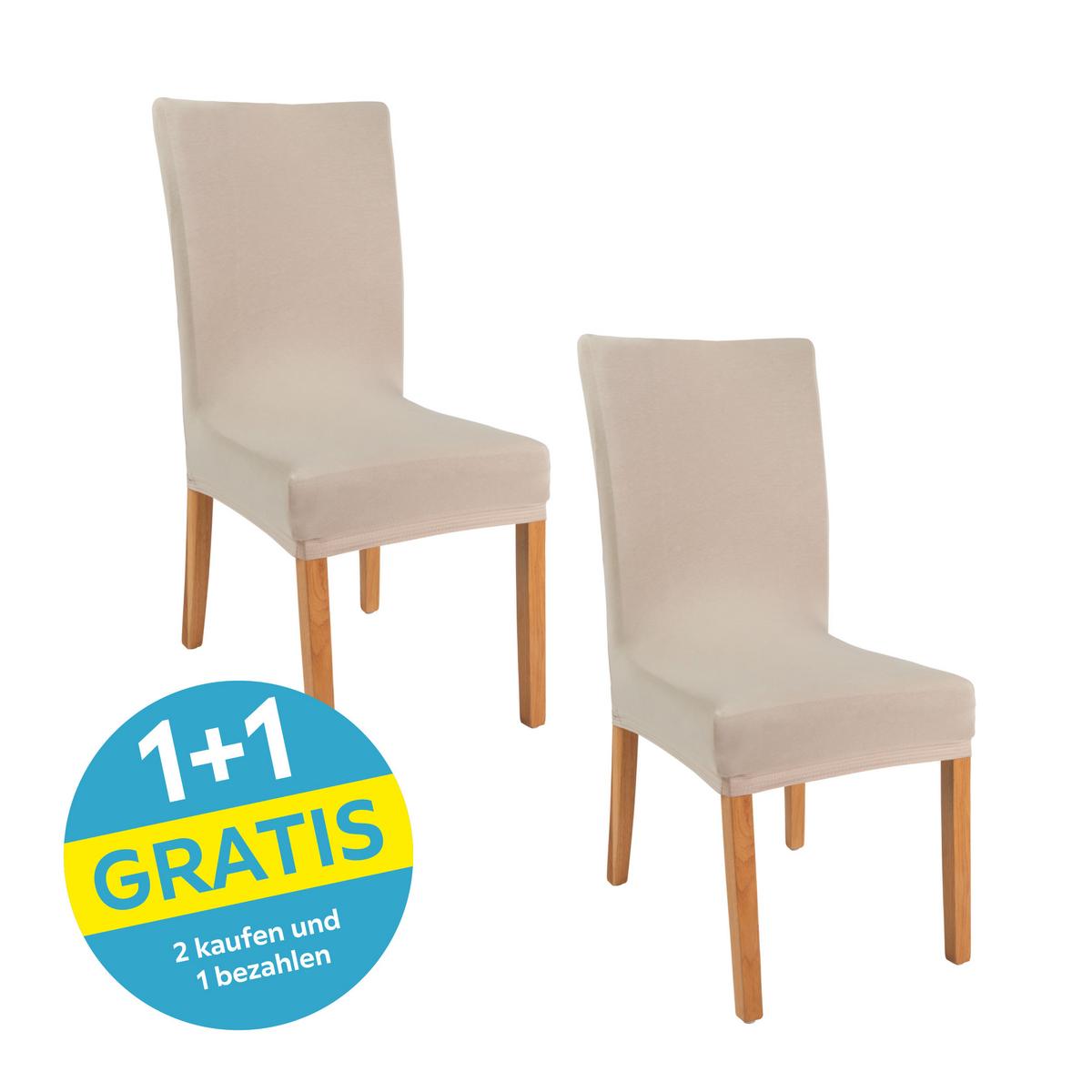 Stuhlhusse Adelisa Jersey Beige Lbh: 47x47x67 Cm - Beige, MODERN, Textil - Luca Bessoni