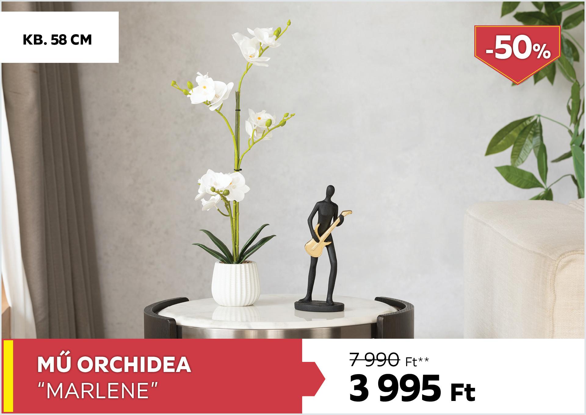 Mű orchidea kb. 58cm MARLENE 7990Forint helyett 3995Forint kedvezmény mértéke 50%