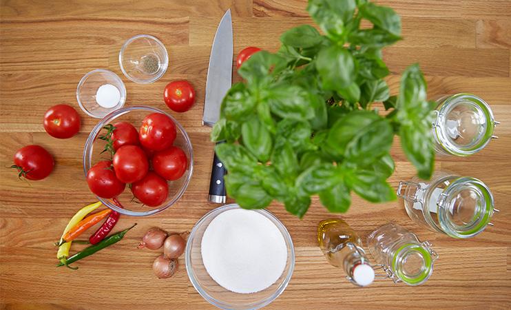 ohnivý paradajkový džem ingrediencie