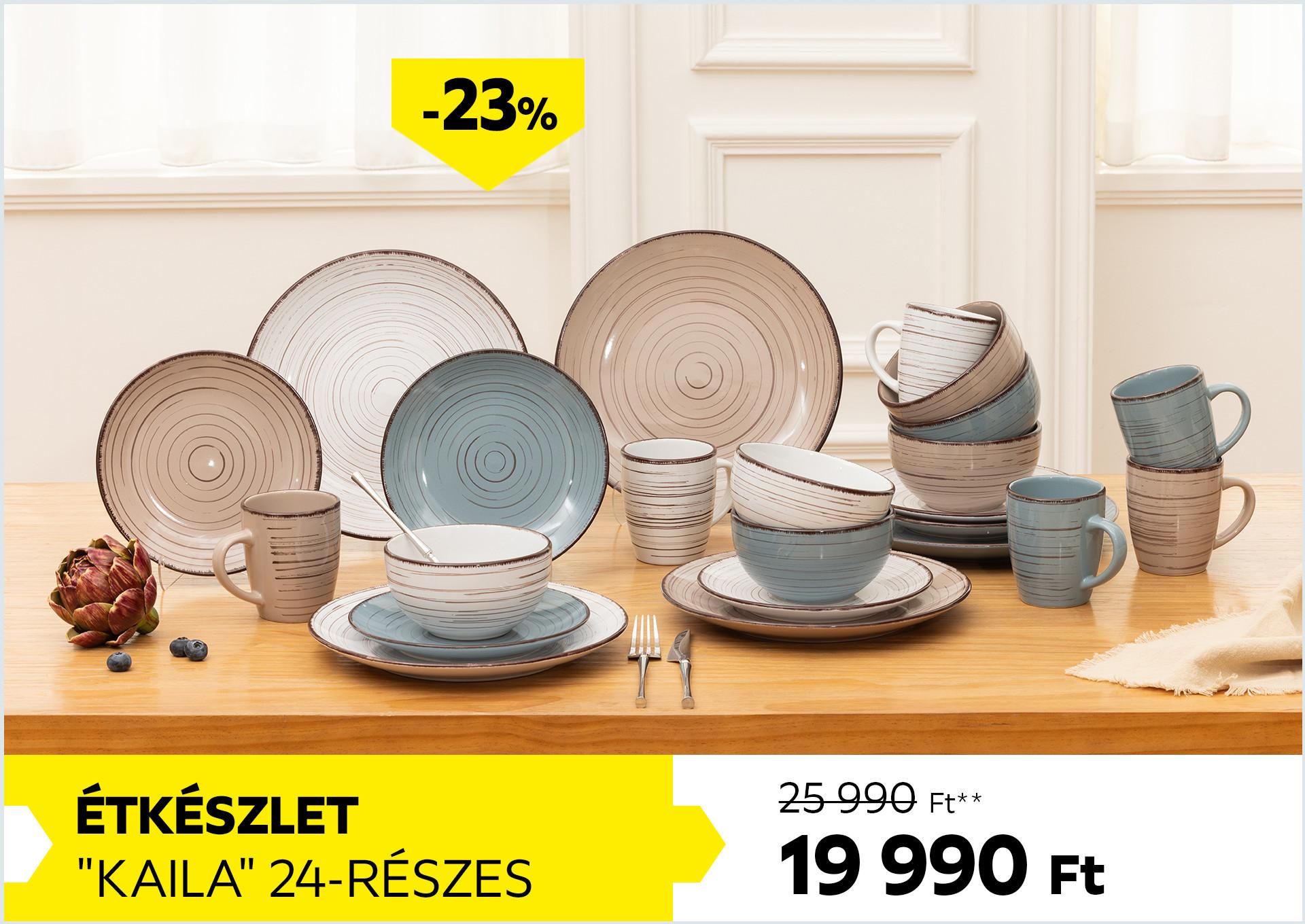 Étkészlet 24-részes KAILA 25990Forint helyett 19990Forint kedvezmény mértéke 23%